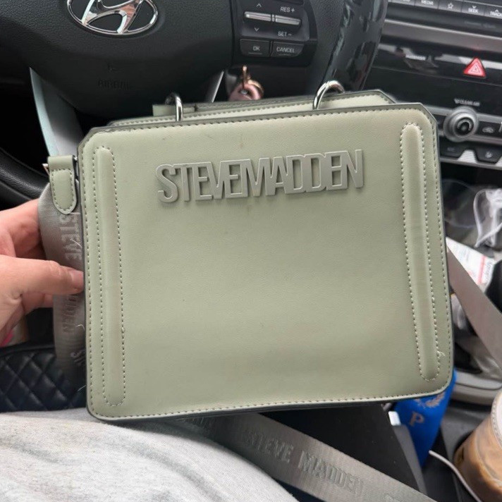 Steve Madden Green Small Crossbody Bag, Zip Closure, Adjustable Detachable Strap