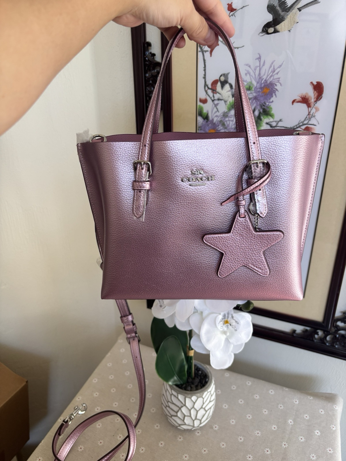Coach Mollie Tote Bag 25 In metallic pink