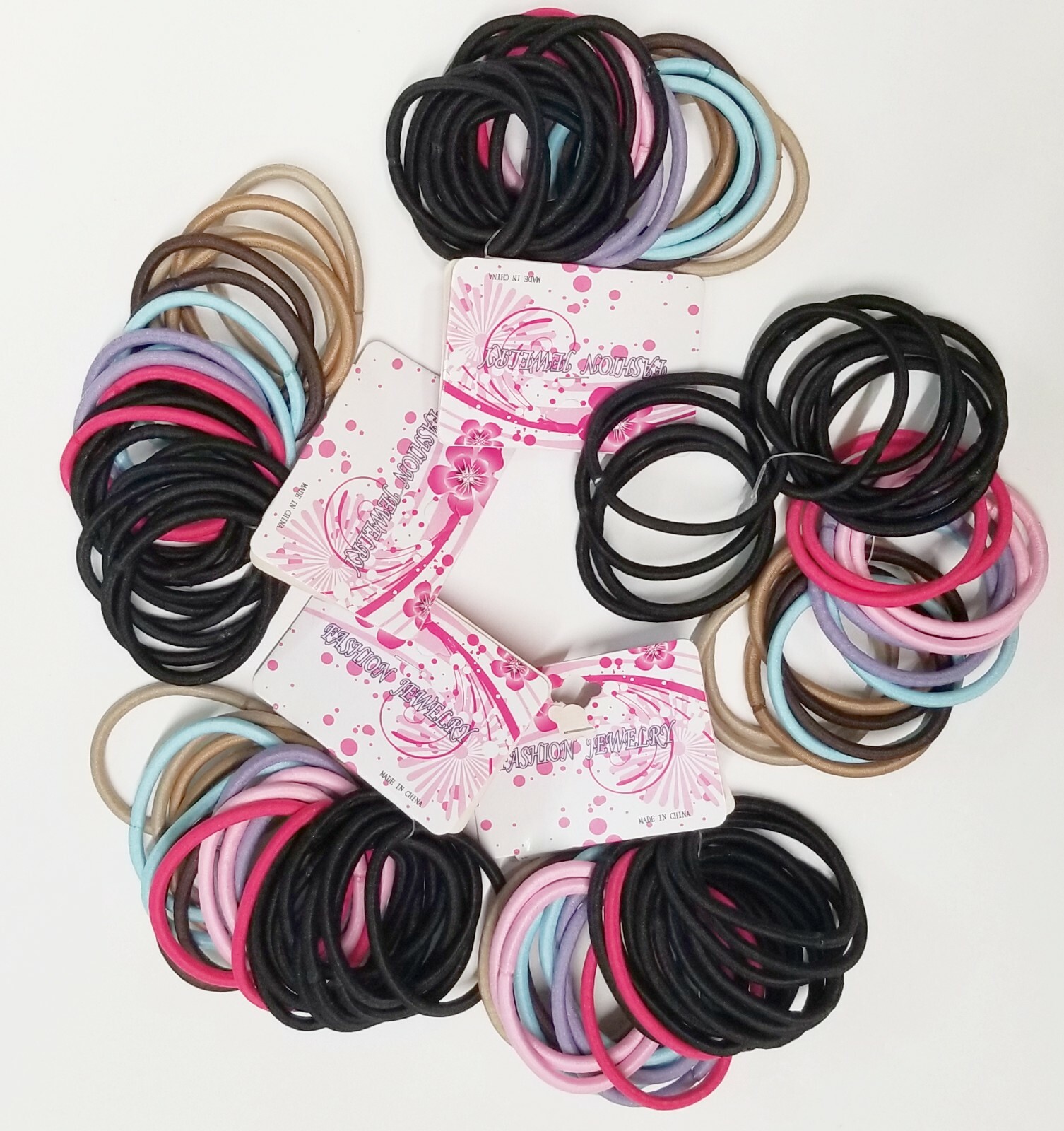 60 Hair Ties ASSORTED COLOR for Thick Hair No Metal Elastic Bands for Women NEW