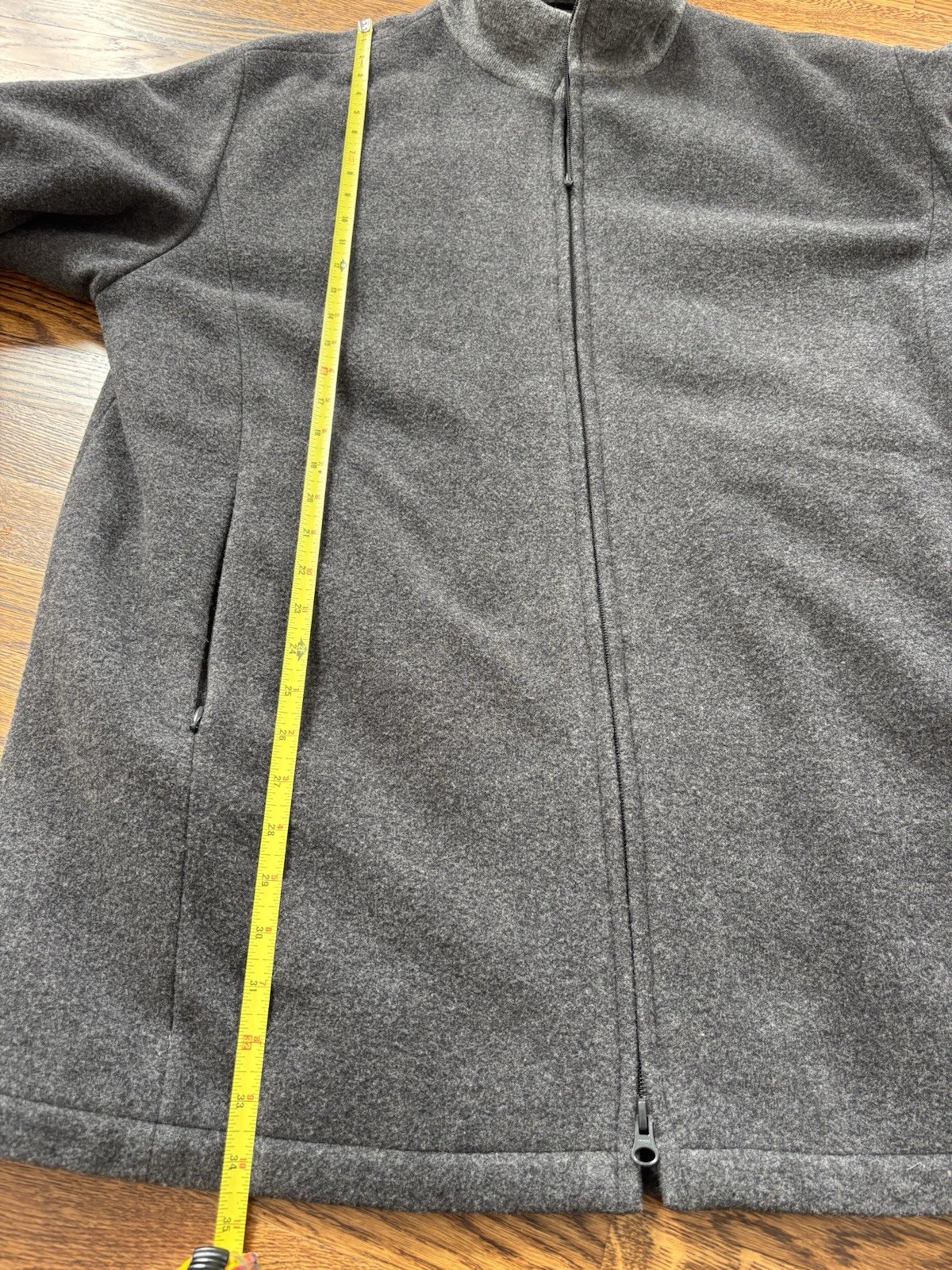 Strellson Men’s XL Wool Full Zip Jacket Long Gray Vintage Pockets Warm Poland