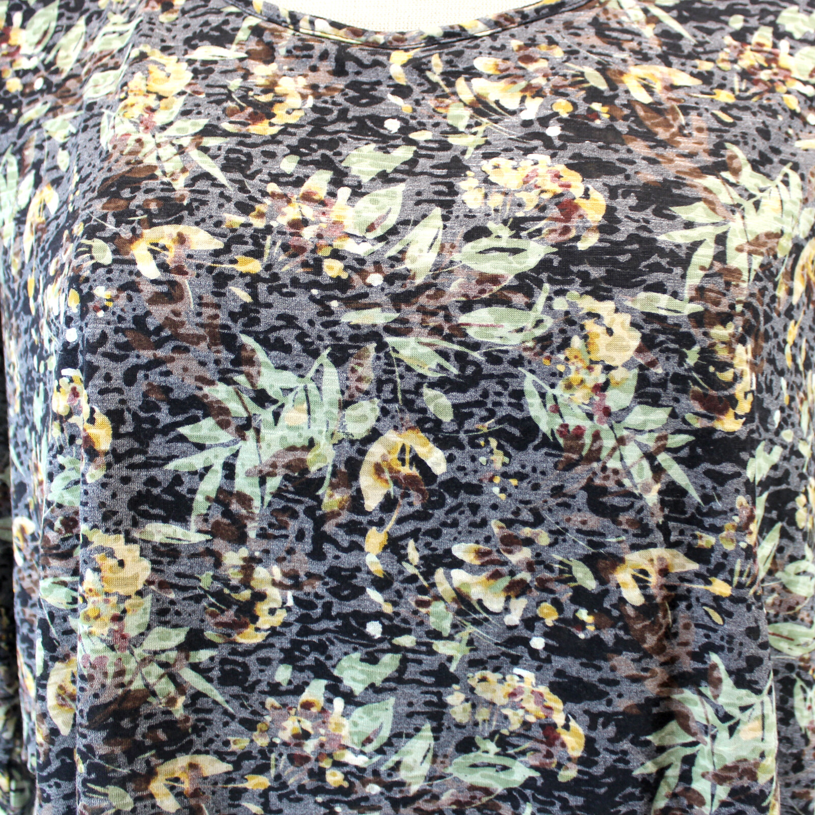 Catherines Plus Brown Leave Print Layers Soft Top Blouse 4X 30/32
