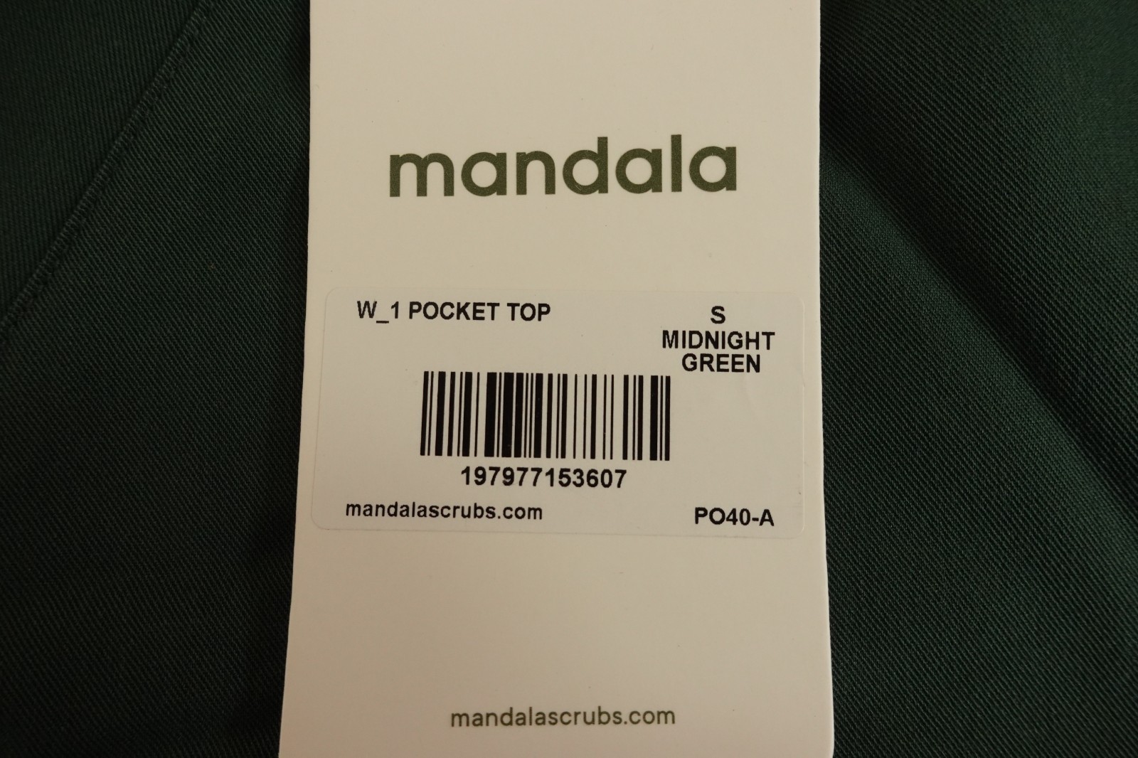 Mandala Womens Small Midnight Green Short Sleeve 1 Pocket V Neck Scrub Top NWT
