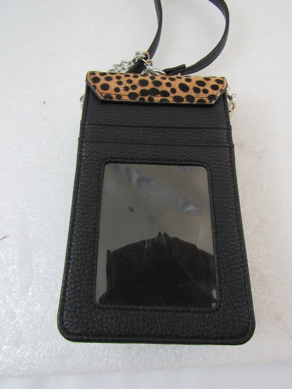 Leopard Phone ID Document Holder with chain Strap