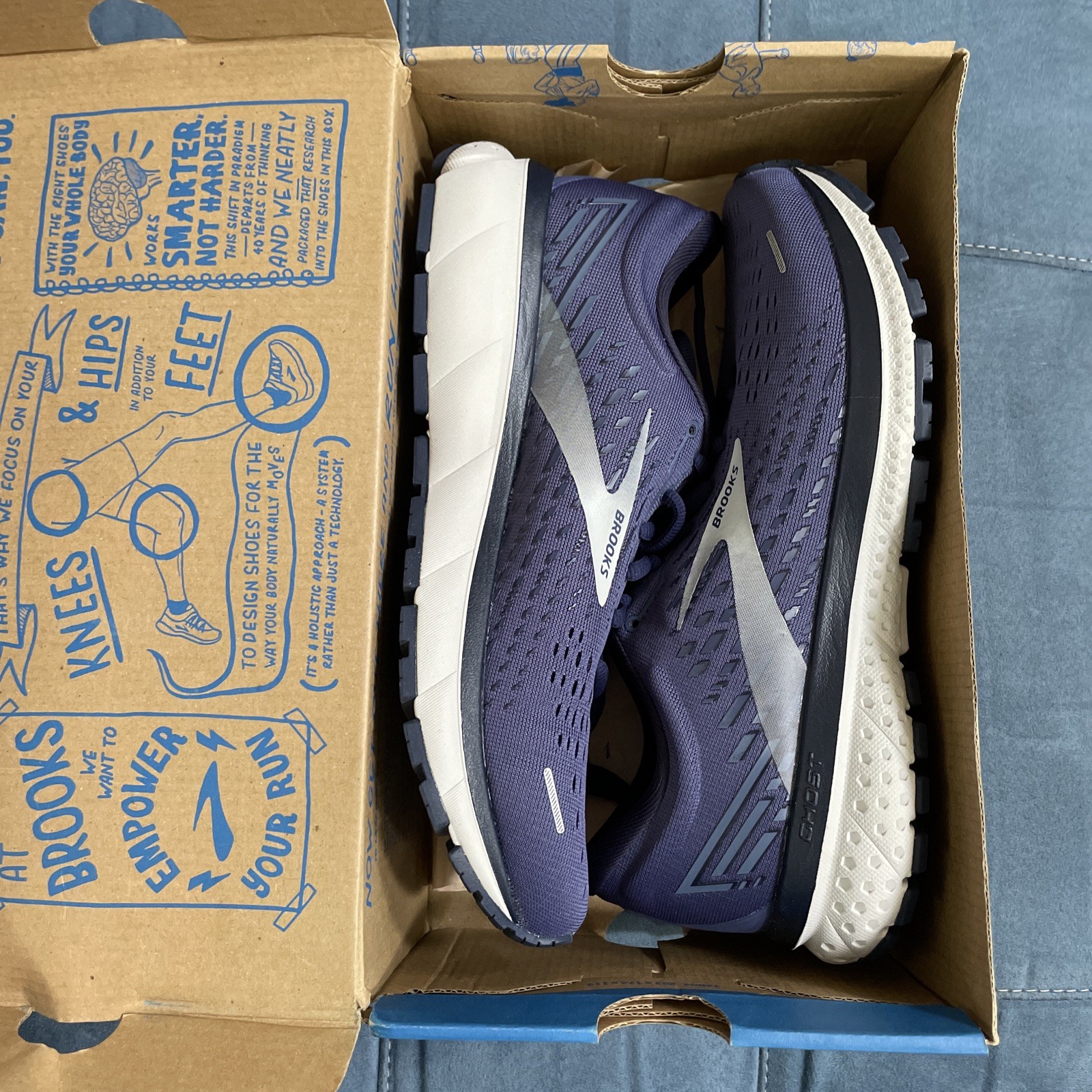 Brooks Ghost 13 M 7.5 / W 9 Running Shoe Blue Gray Cushion Neutral 110348 1D 467
