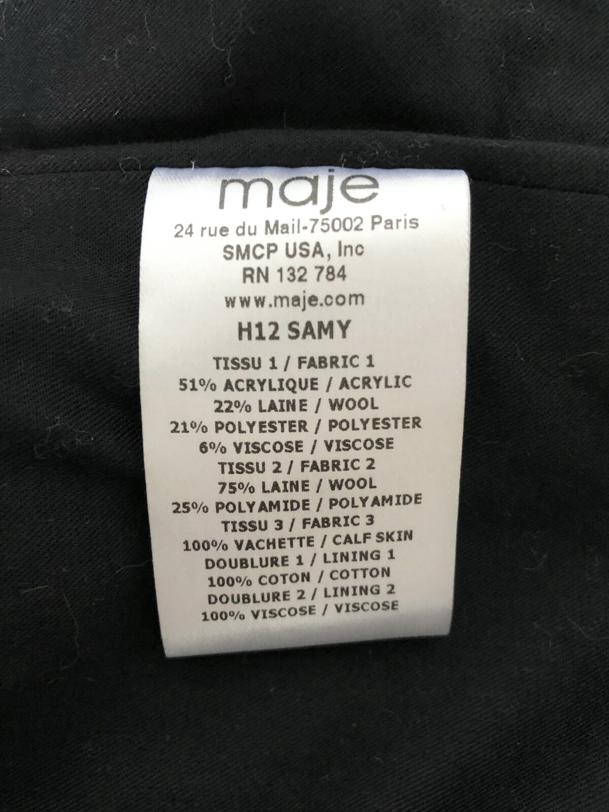 Maje Samy Leather & Jacquard Biker Jacket Size 1 (UK 8) NEVER WORN