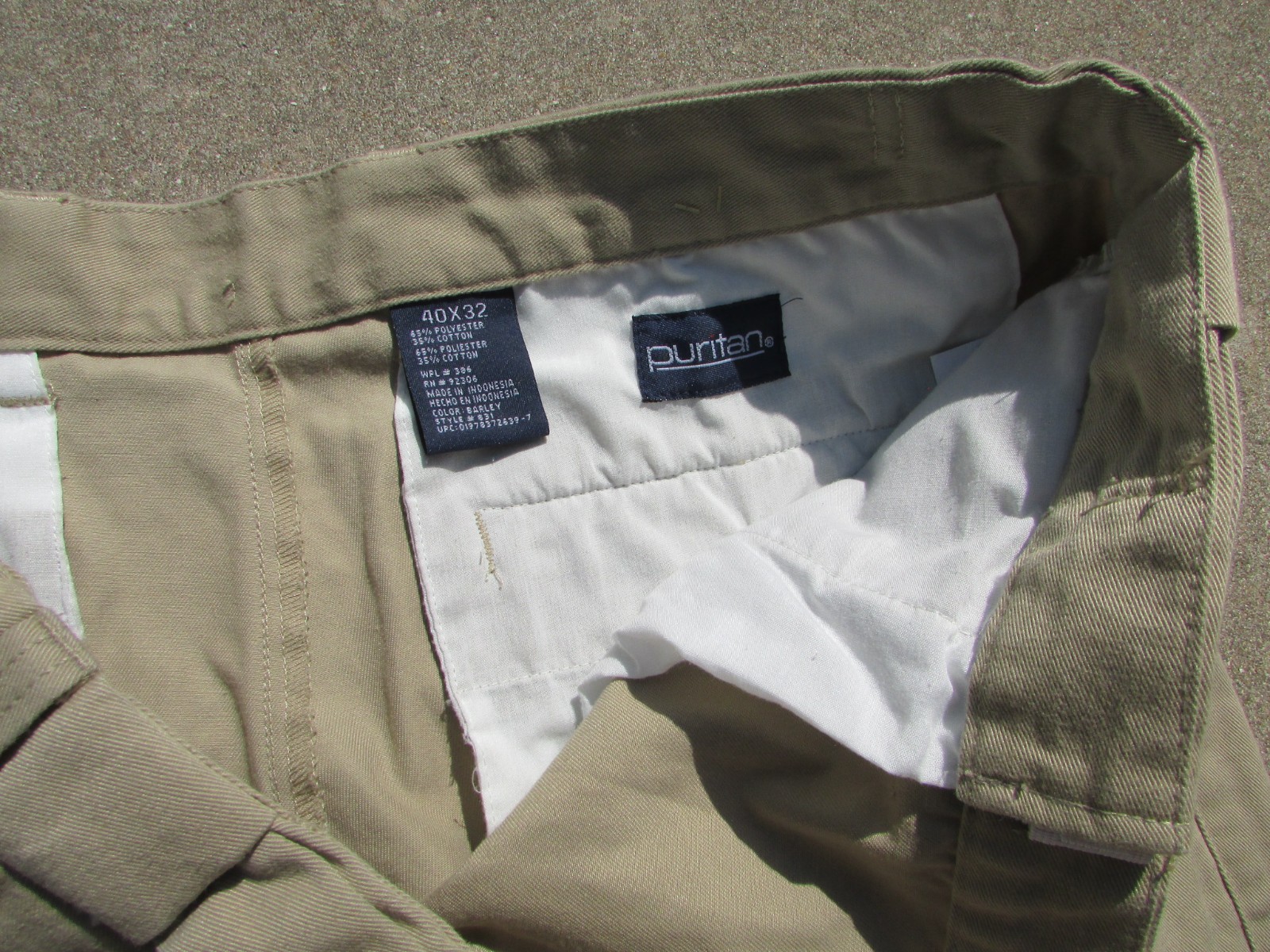 Puritan Brown Tan Pleated Front No Cuff Casual Chino Pants Tag Size 40/32 Cotton