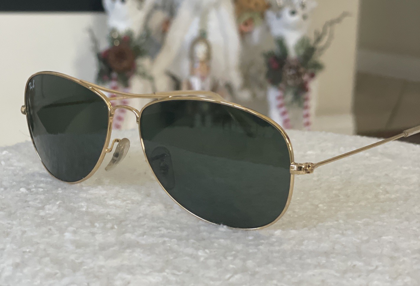 Ray-Ban RB3362 Cockpit Sunglasses 001/GF Gold Metal Frame Green Lens