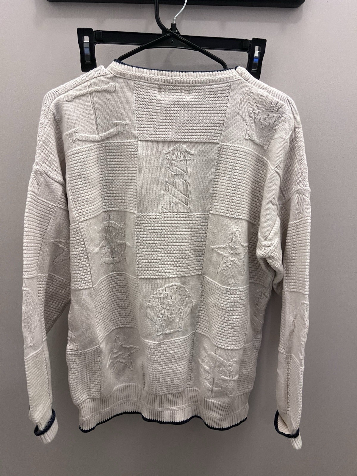 Vintage Crown point Nautical Theme white Sweater Pullover Medium