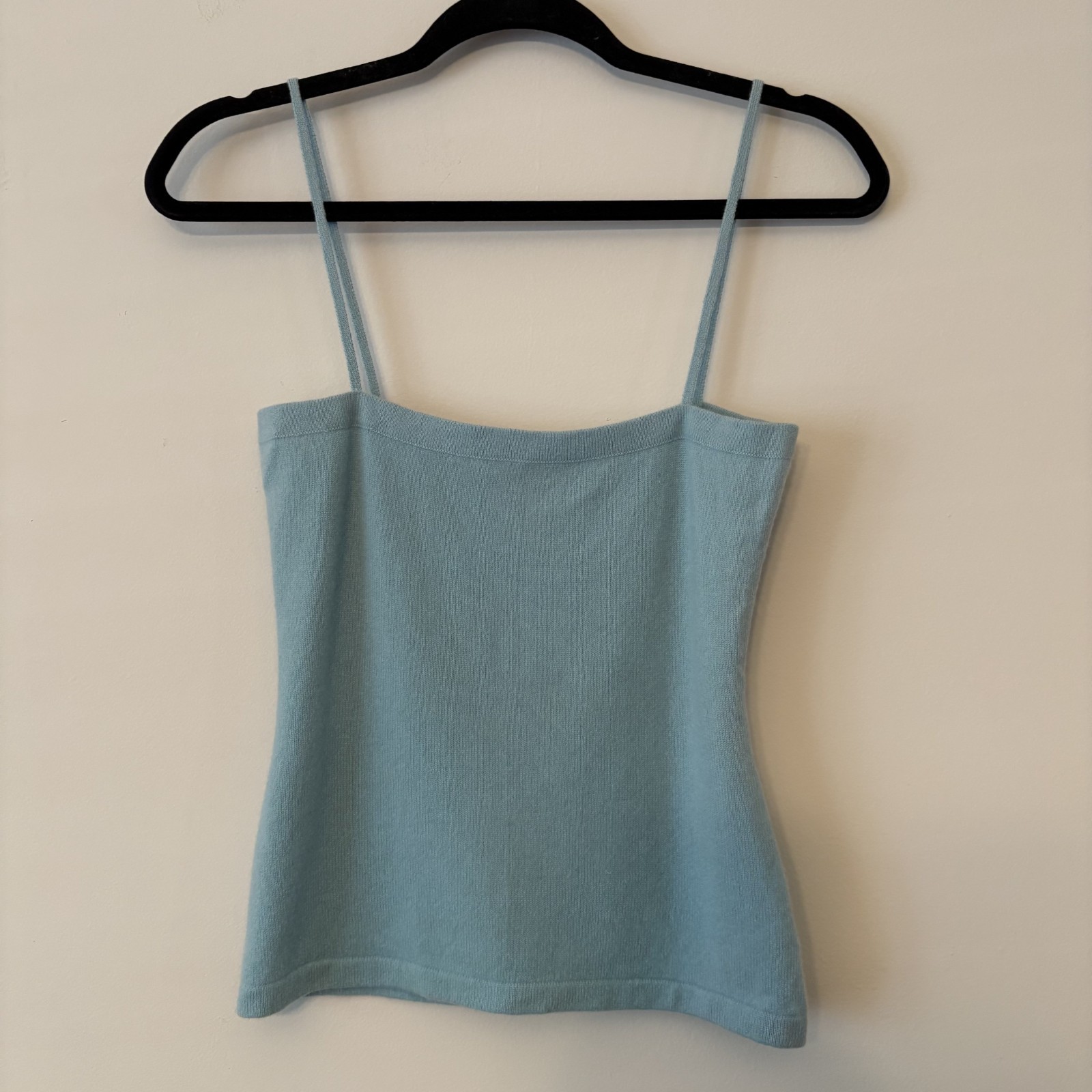 NWT Nordstrom 100% Mongolian Cashmere Cami Top Blue S? Quiet Luxury Preppy Layer