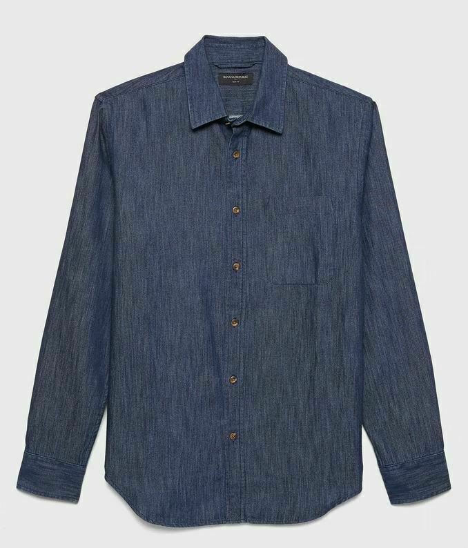 Men’s Banana Republic Slim-Fit Cotton TENCEL Chambray Shirt Size Medium NWT