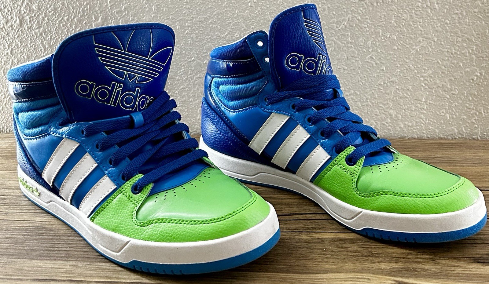 Adidas Blue/Green/White Colorblock Mid Top Lace-Up Sneakers G99390