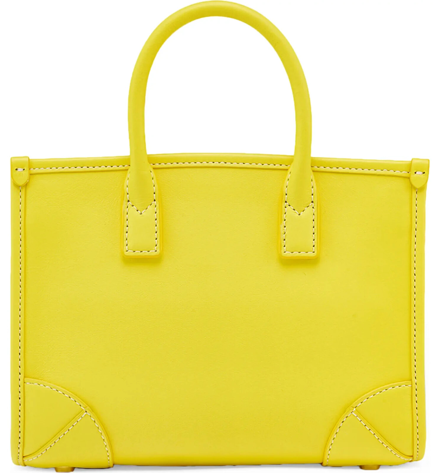 MCM X1602 Womens Vibrant Yellow Mini Leather Tote 8×3.5×6.25 in