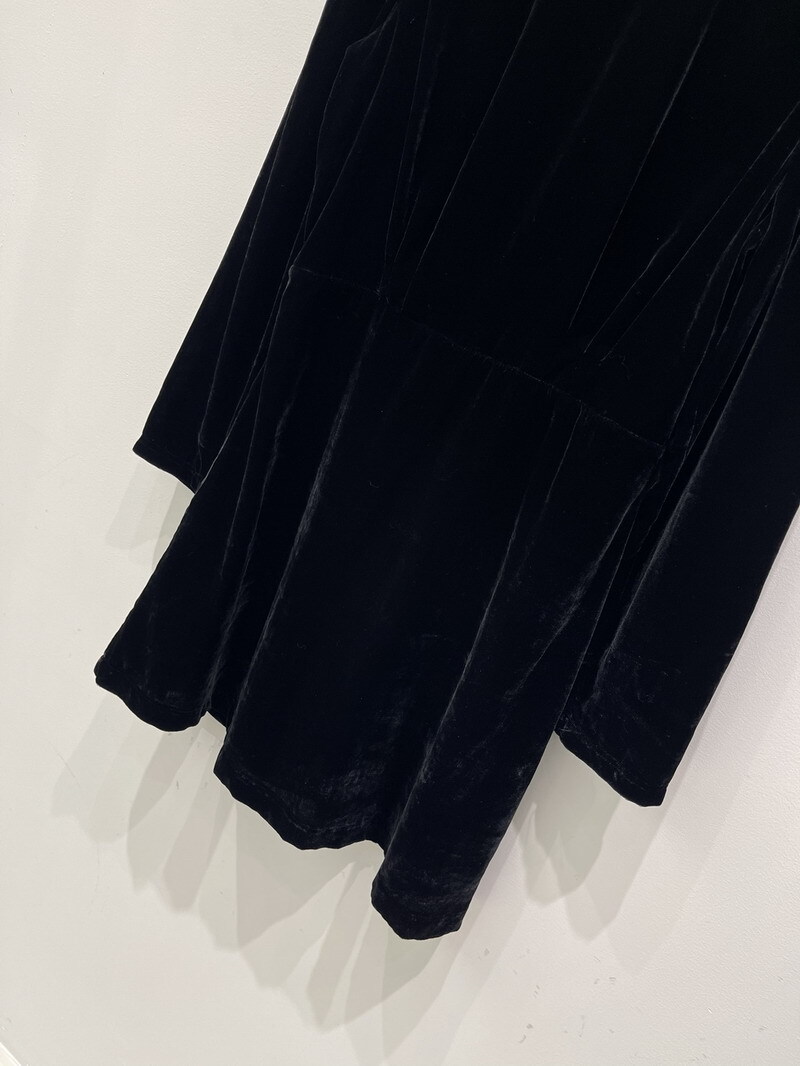 Sandro velour Pearl Doll collar Long sleeve Dress Black for Women