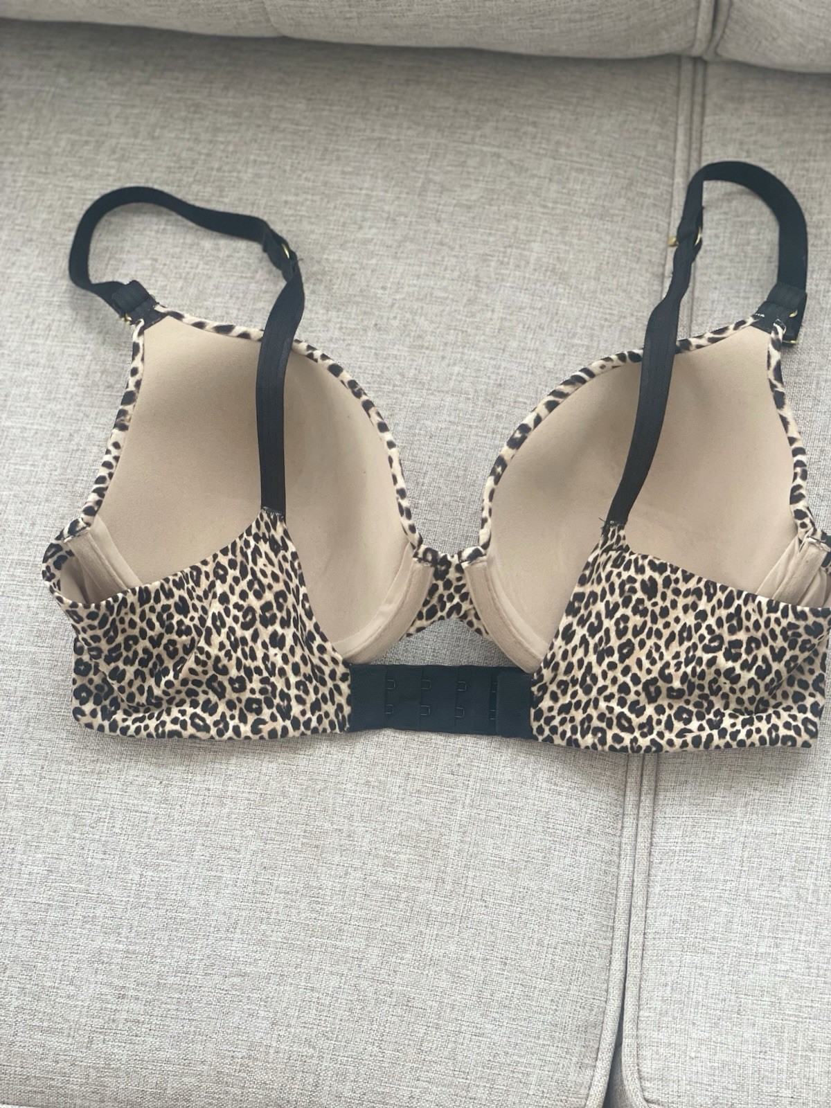 Joyspun 34C Underwire Padded T-Shirt Bra Leopard Animal Print Beige/Black