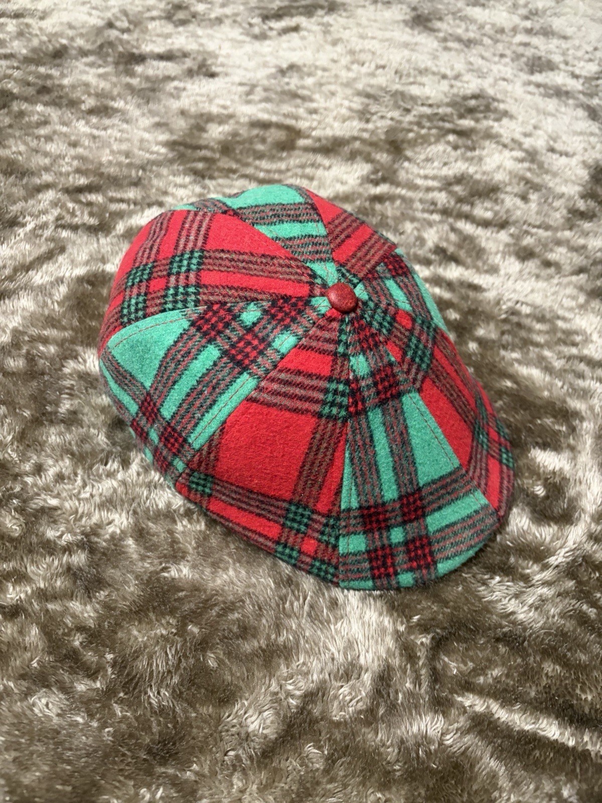 Boston Scally Co. Christmas Story, Red Green Plaid Flat Cap Hat, M/L