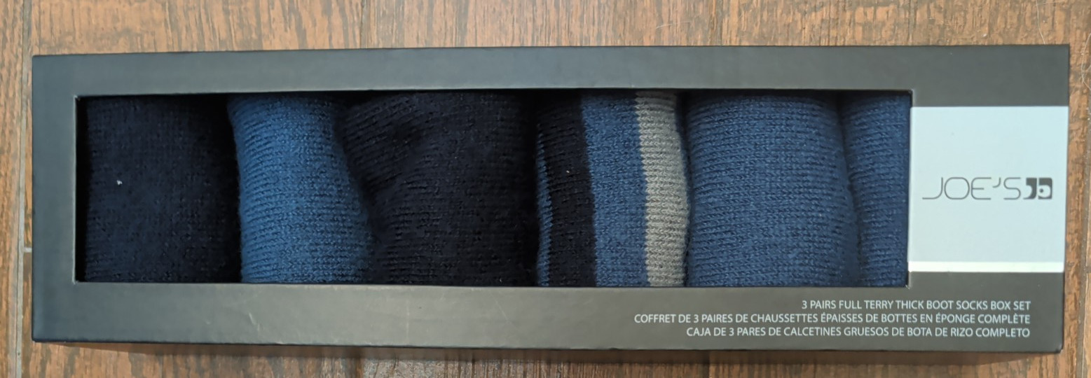 Joes Jeans Mens 3 Pairs Assorted Blue Colors Full Terry Thick Boot Socks Box Set