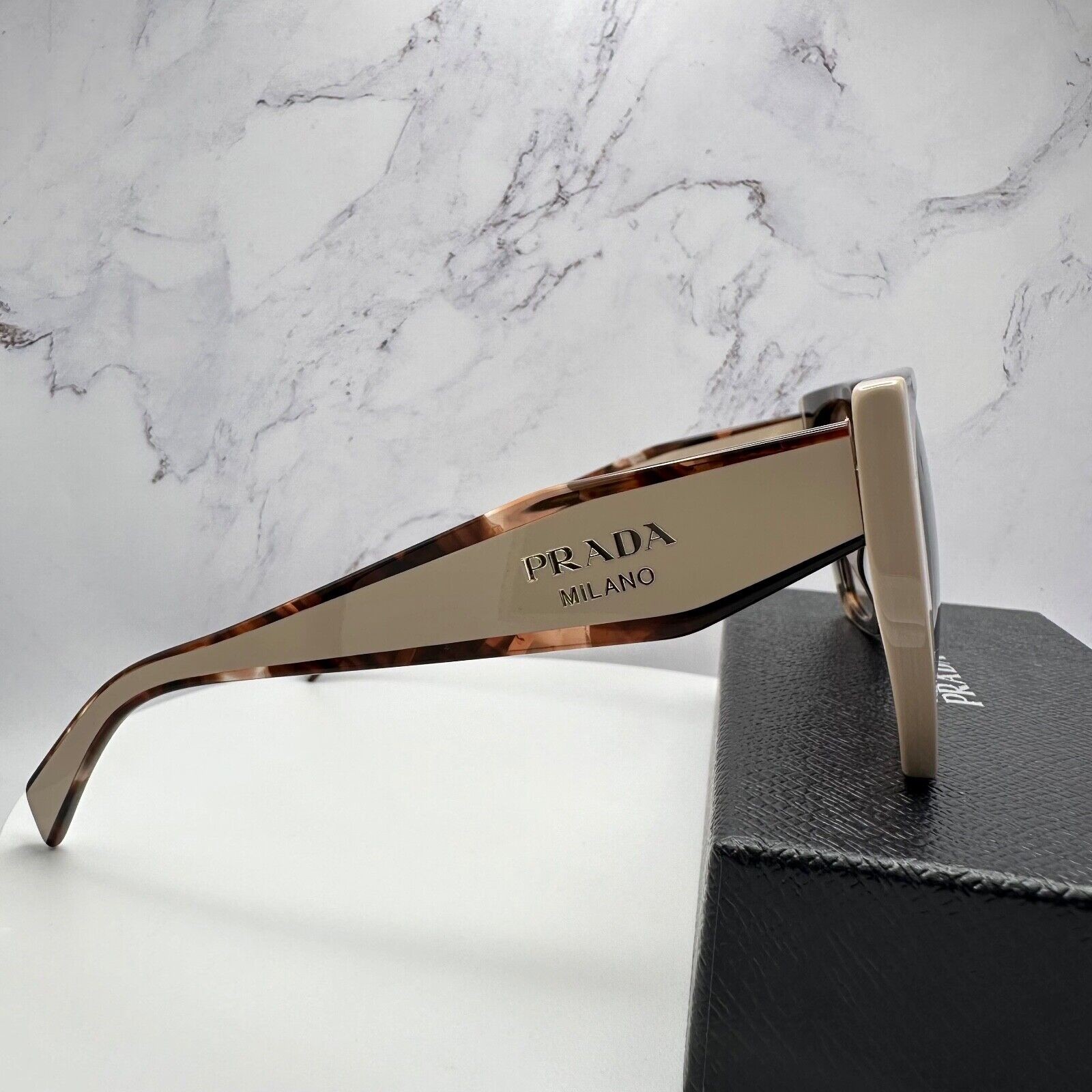 PRADA Sunglasses Brown PR 15WS 01R0A6 Square Womens Beige Tortoise Gold