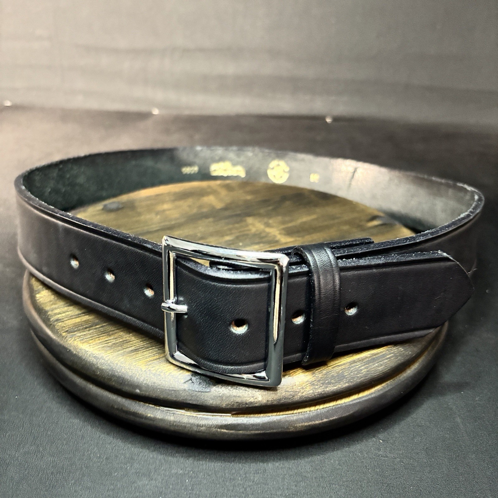 Boston Leather Garrison Belt Size 38″ Black Nickel Buckle 6605 Made in USA 1.75″