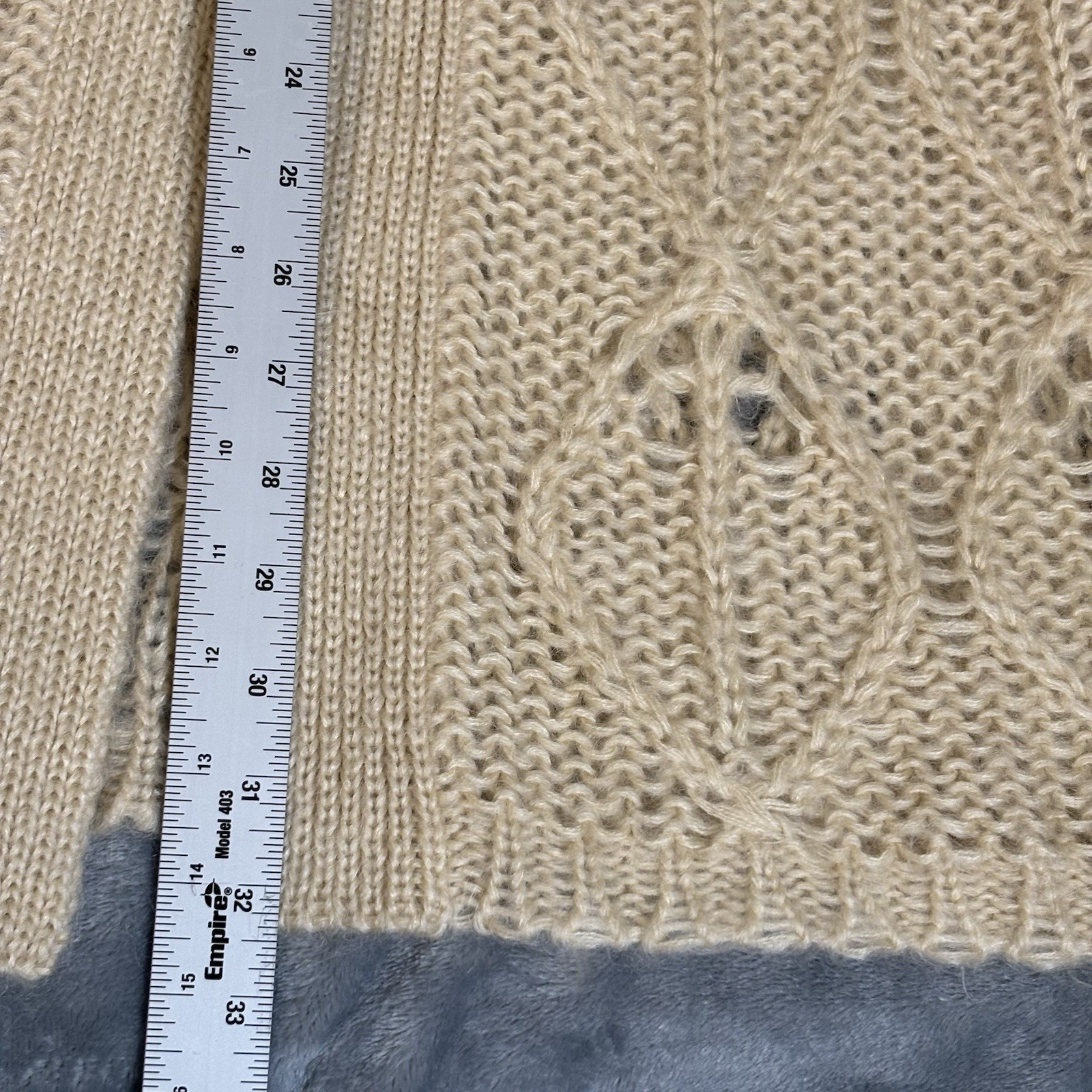 Moda International Cream Mohair Long Open Cardigan Sweater Large Cottagecore