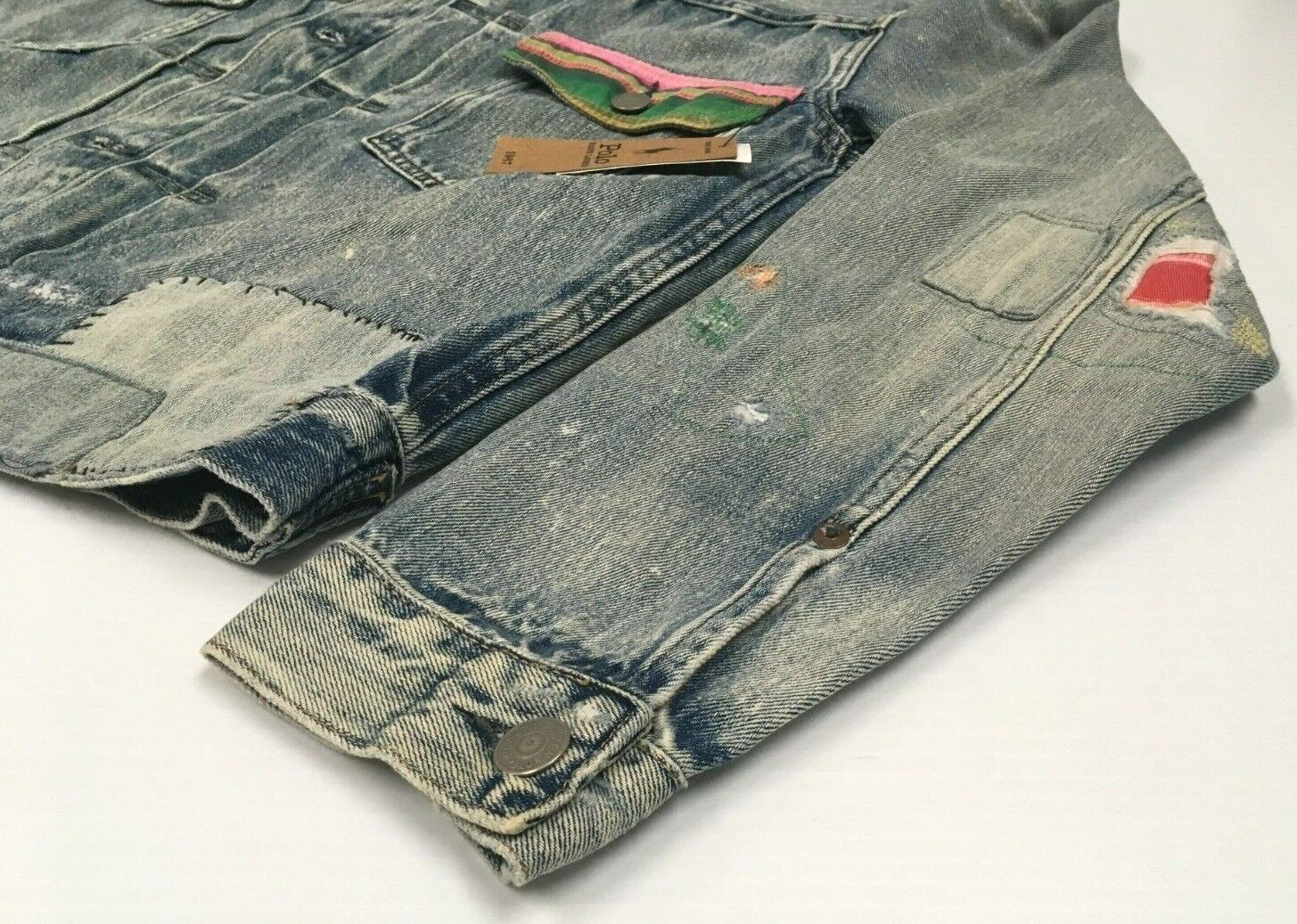 BTS Jimin Polo Ralph Lauren Repaired Patchwork Southwestern Denim Trucker Jacket
