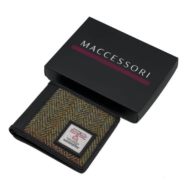 Maccessori Harris Tweed & Vegan Leather Bi-fold Wallet for Men and Women
