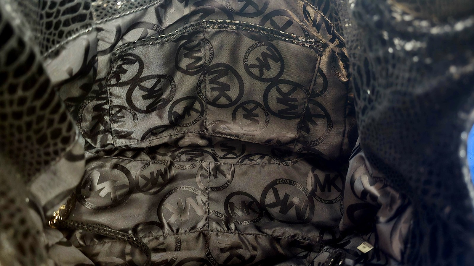 Michael Kors Black Python Snakeskin Embossed Leather Hobo Bag Gold Hardware