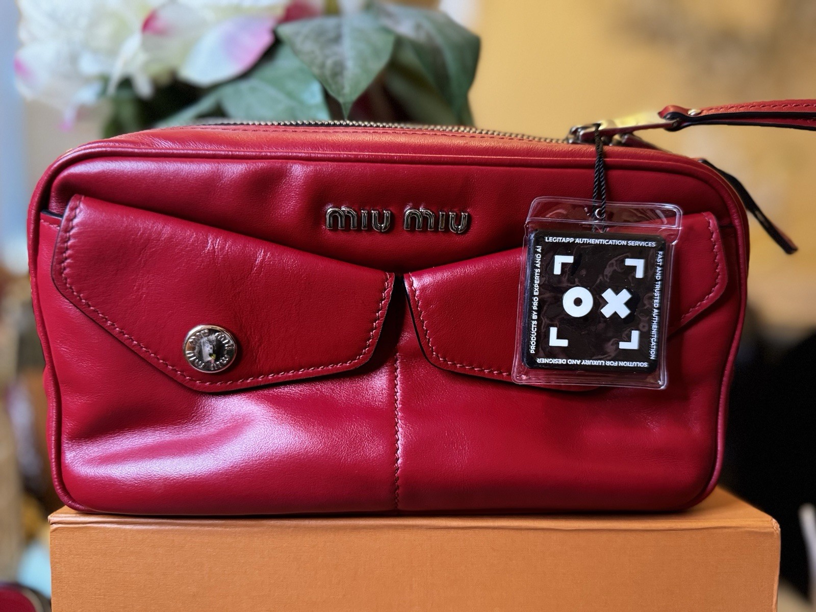 Miu Miu Lambskin Shoulder Bag Red