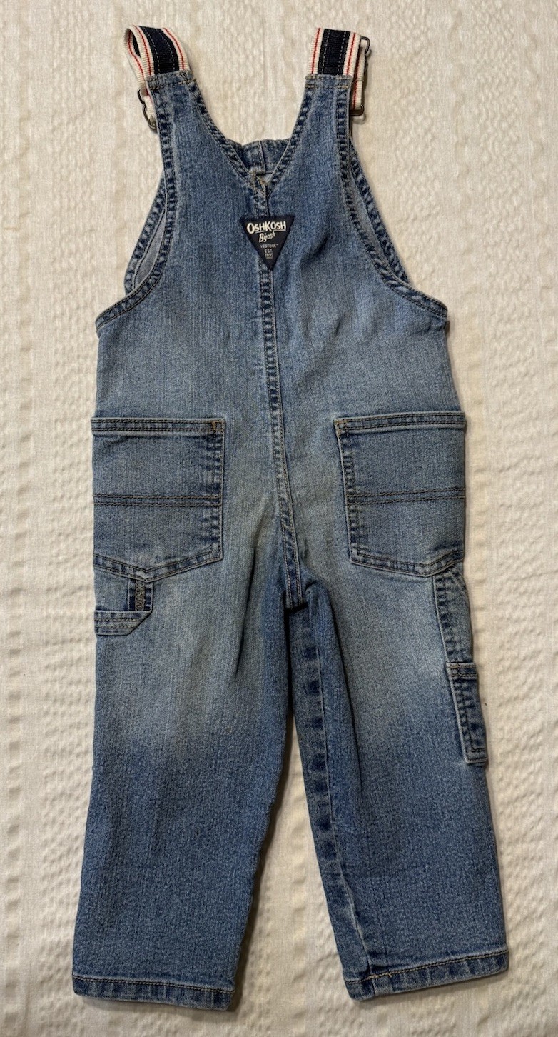 OshKosh B’Gosh Denim Overalls 2T Toddler Adjustable Straps Classic