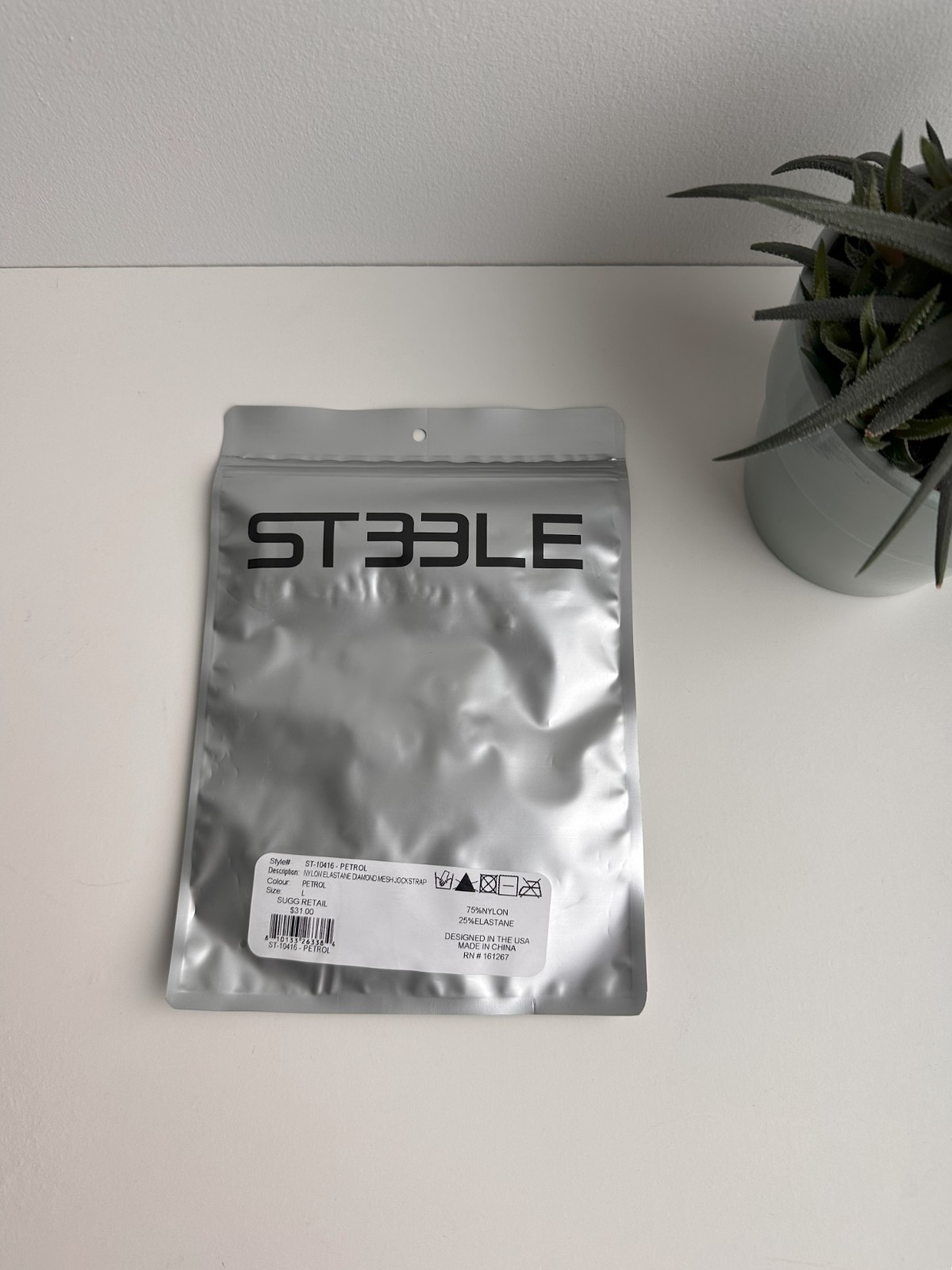 ST33LE – Petrol Nylon Elastane Diamond Mesh Jockstrap (L)