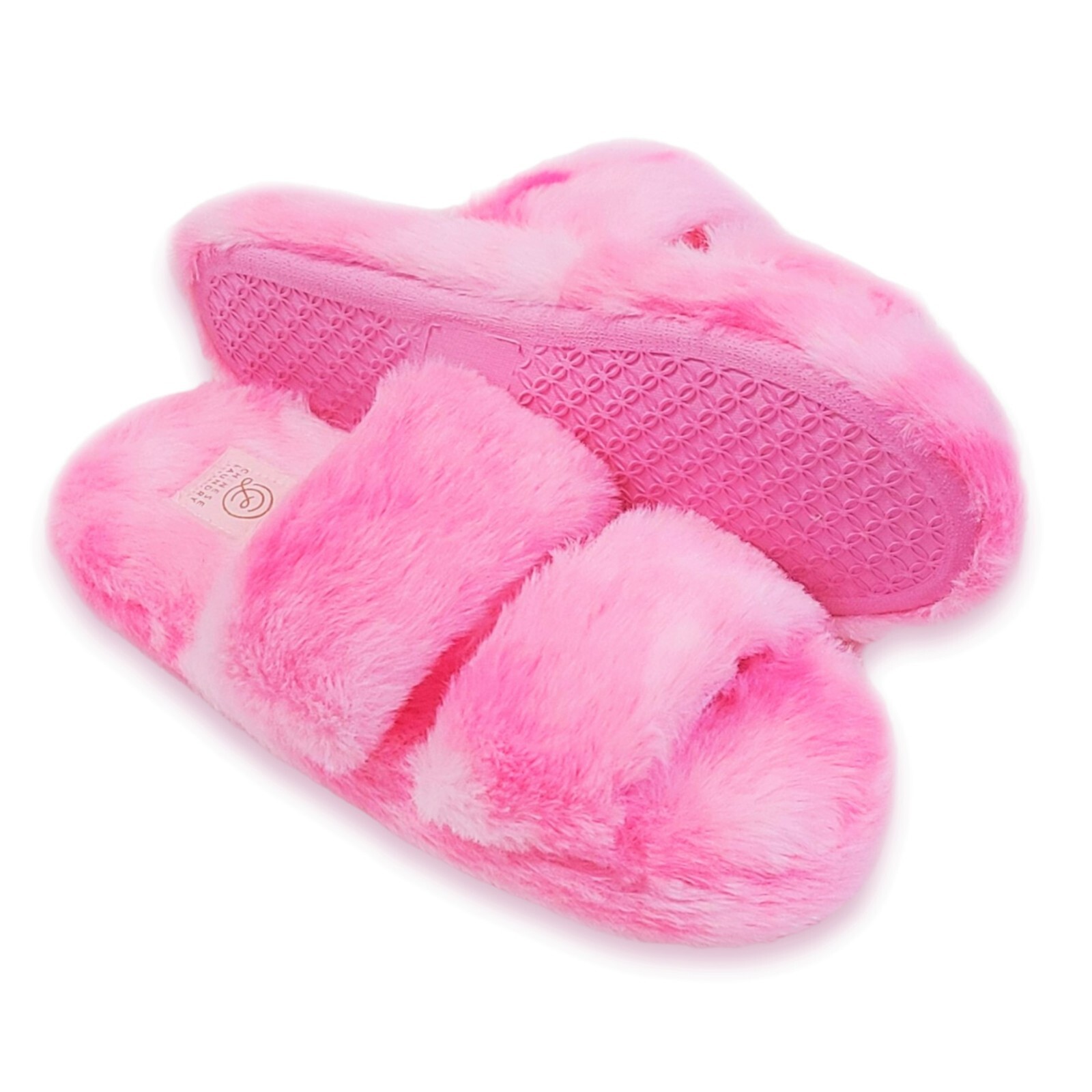 NWT Chinese Laundry Tie Dye Double Strap Faux Fur Slippers 5-6,7-8,9-10,11-12