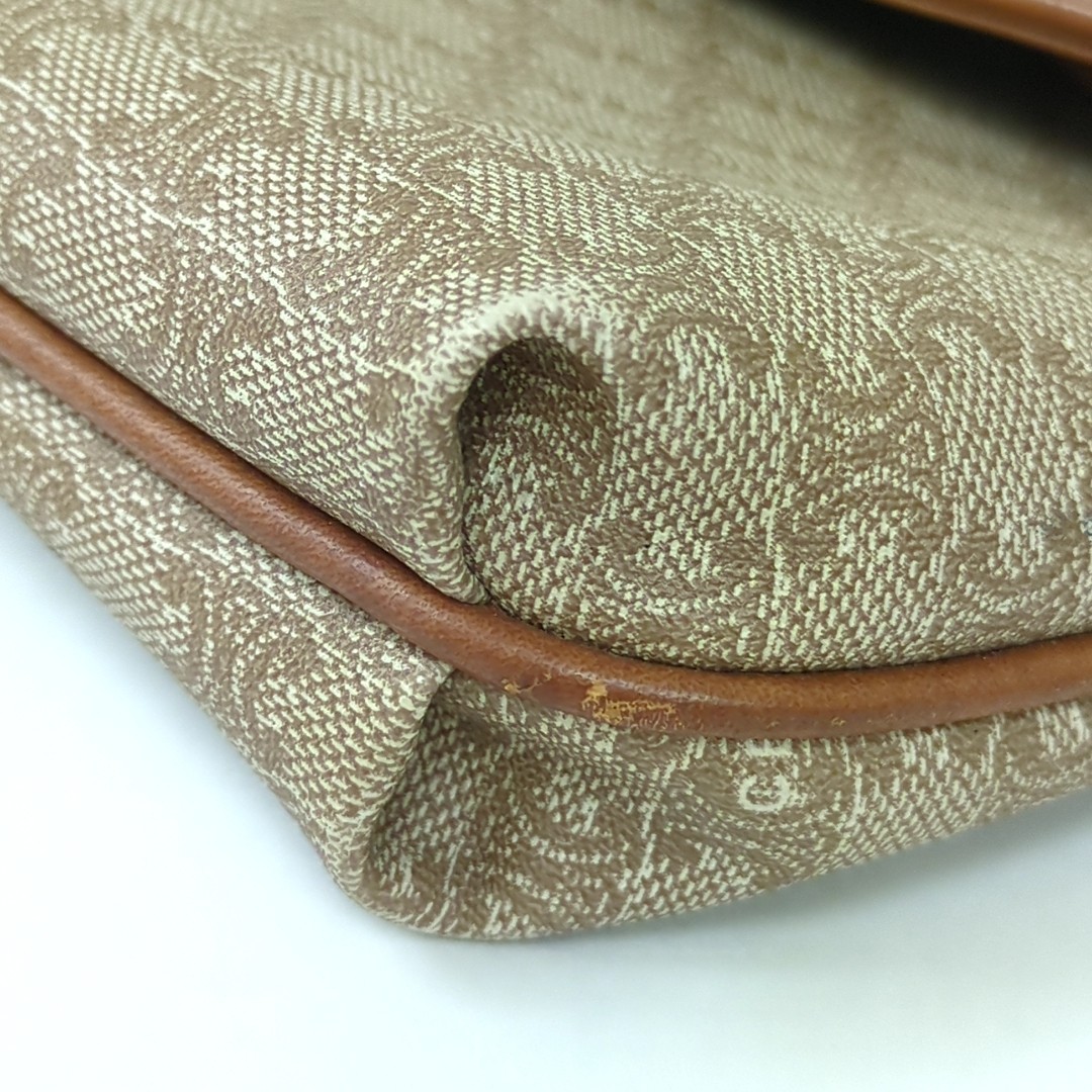Authentic CELINE Macadam Clutch Bag PVC Leather Brown Vintage Macadam Handbag