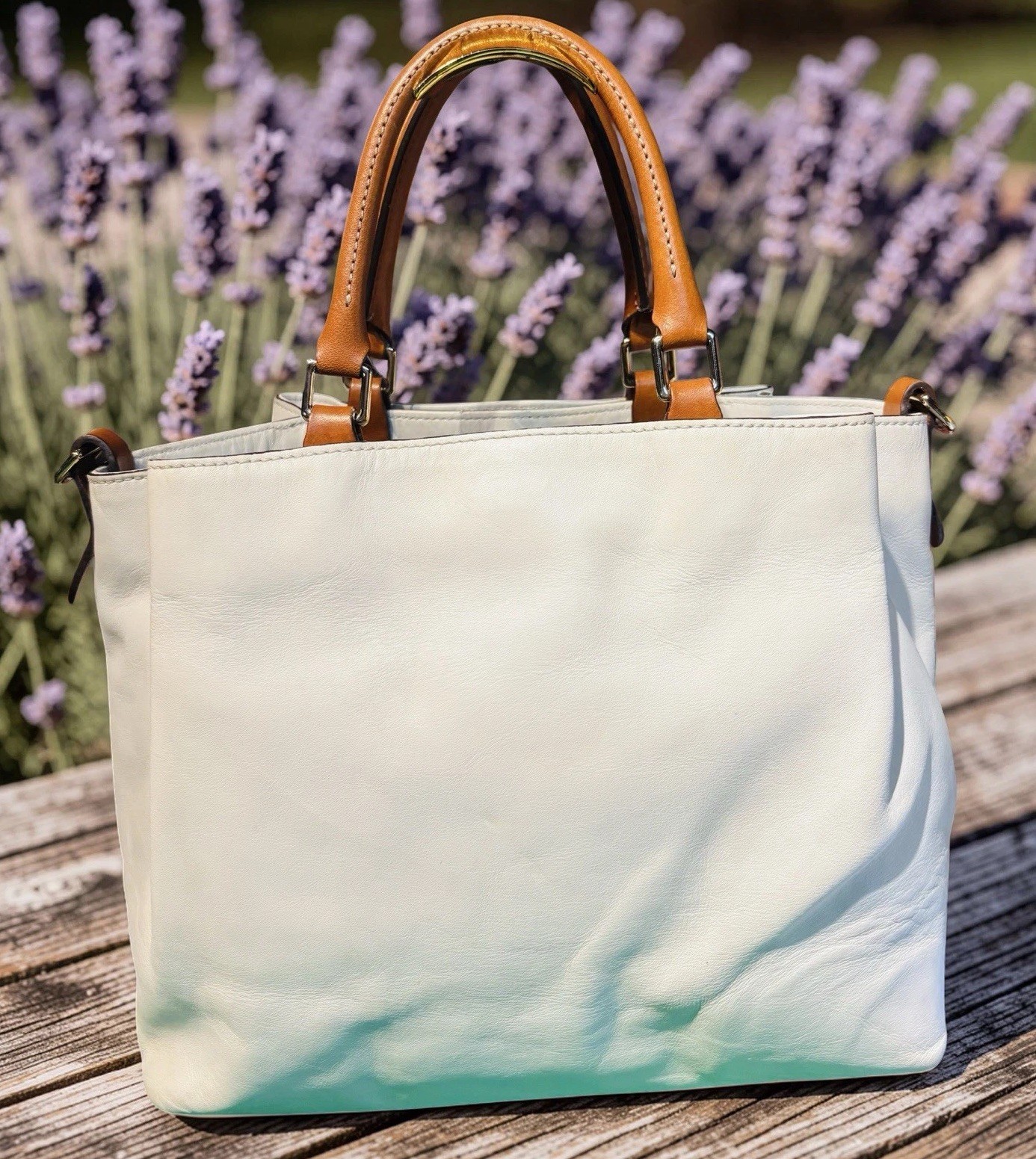Dooney Bourke Bone Off-White City Barlow Smooth Leather Large Satchel Bag