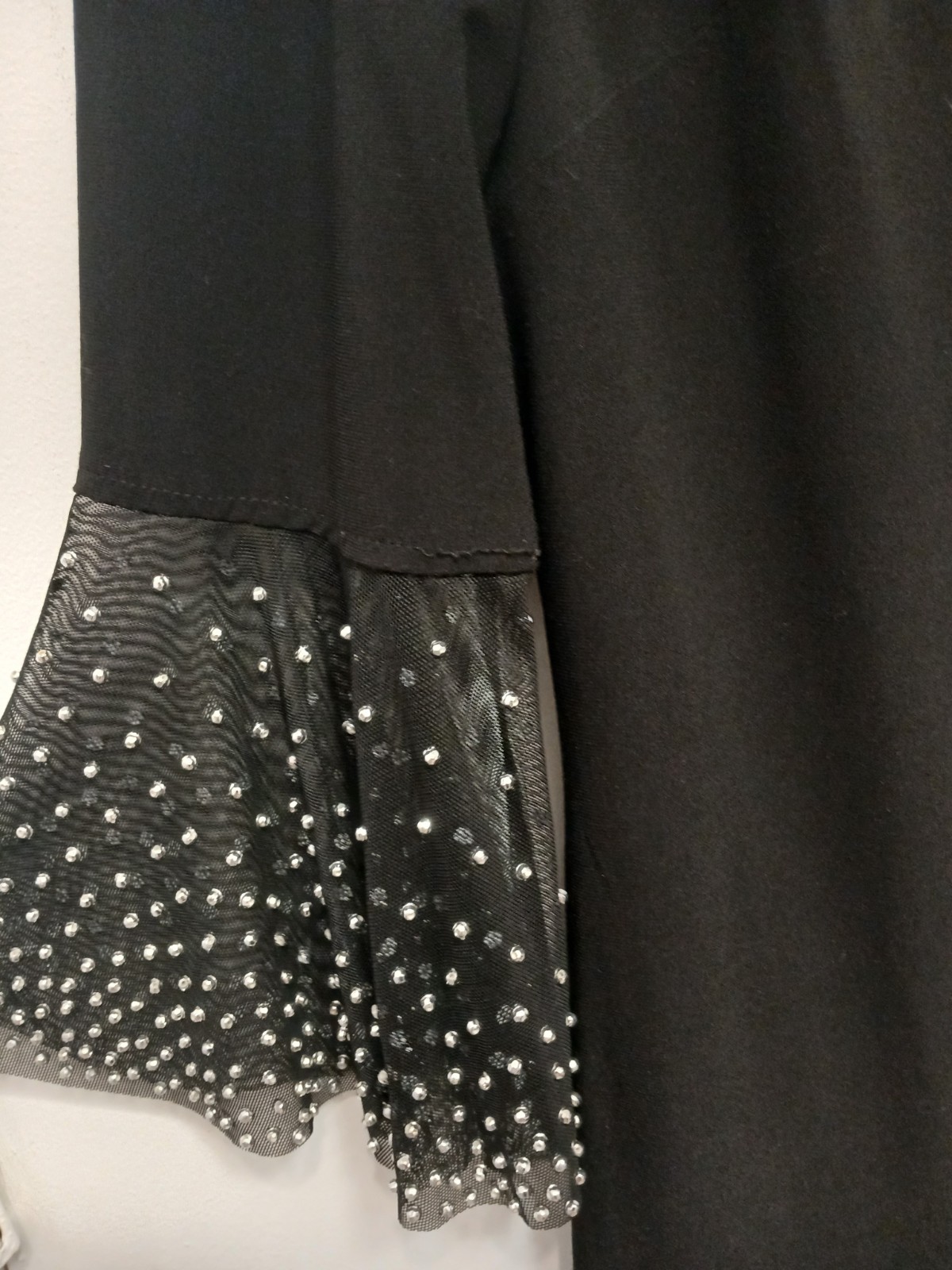 Jackie Jon New York Black Sheath Dress 3/4 Embellished Bell Sleeves Sz 10 Party