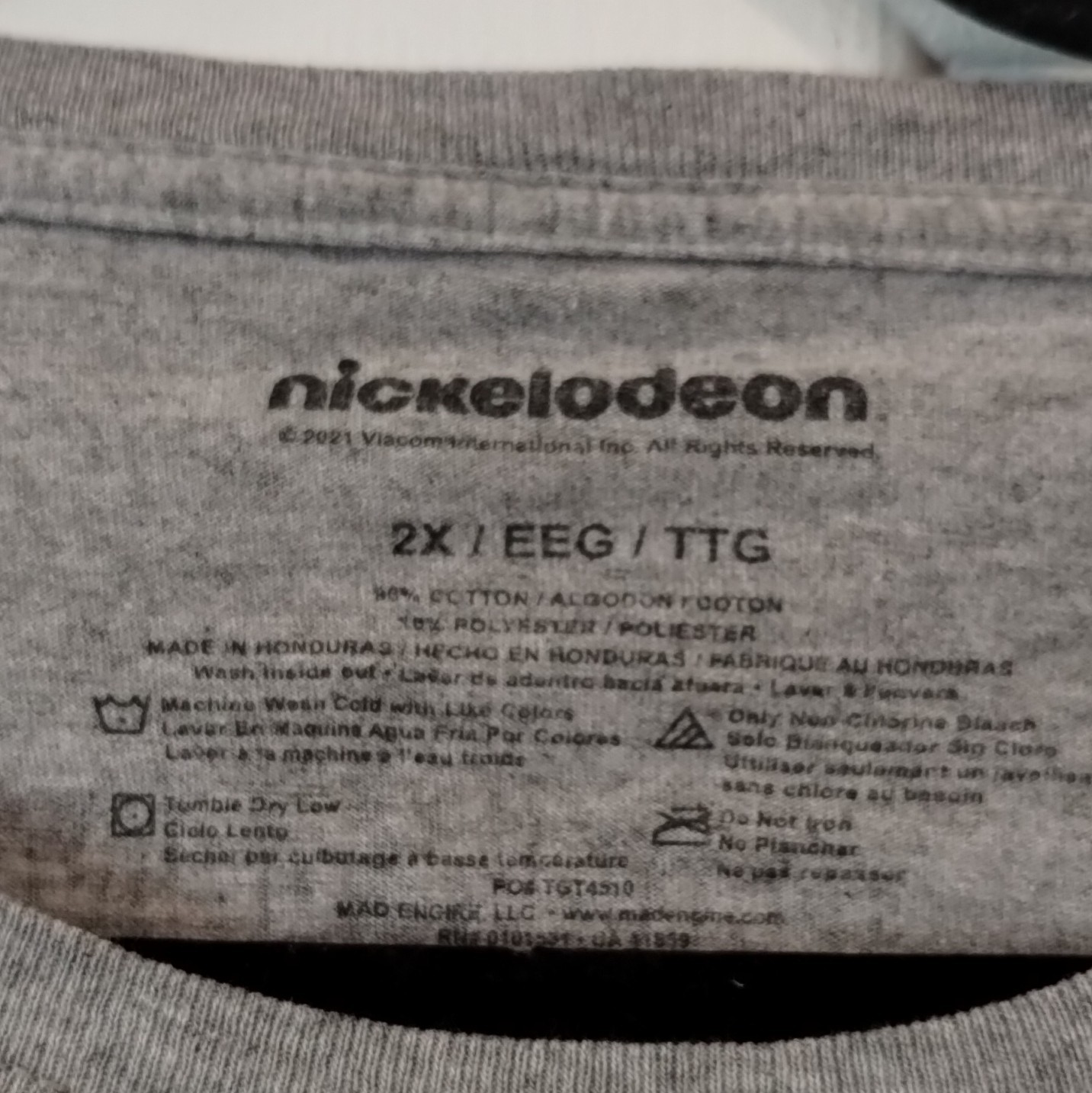 Nickelodeon Gray Graphic Logo Print Crew Neck Tee Shirt 2X. (A41)