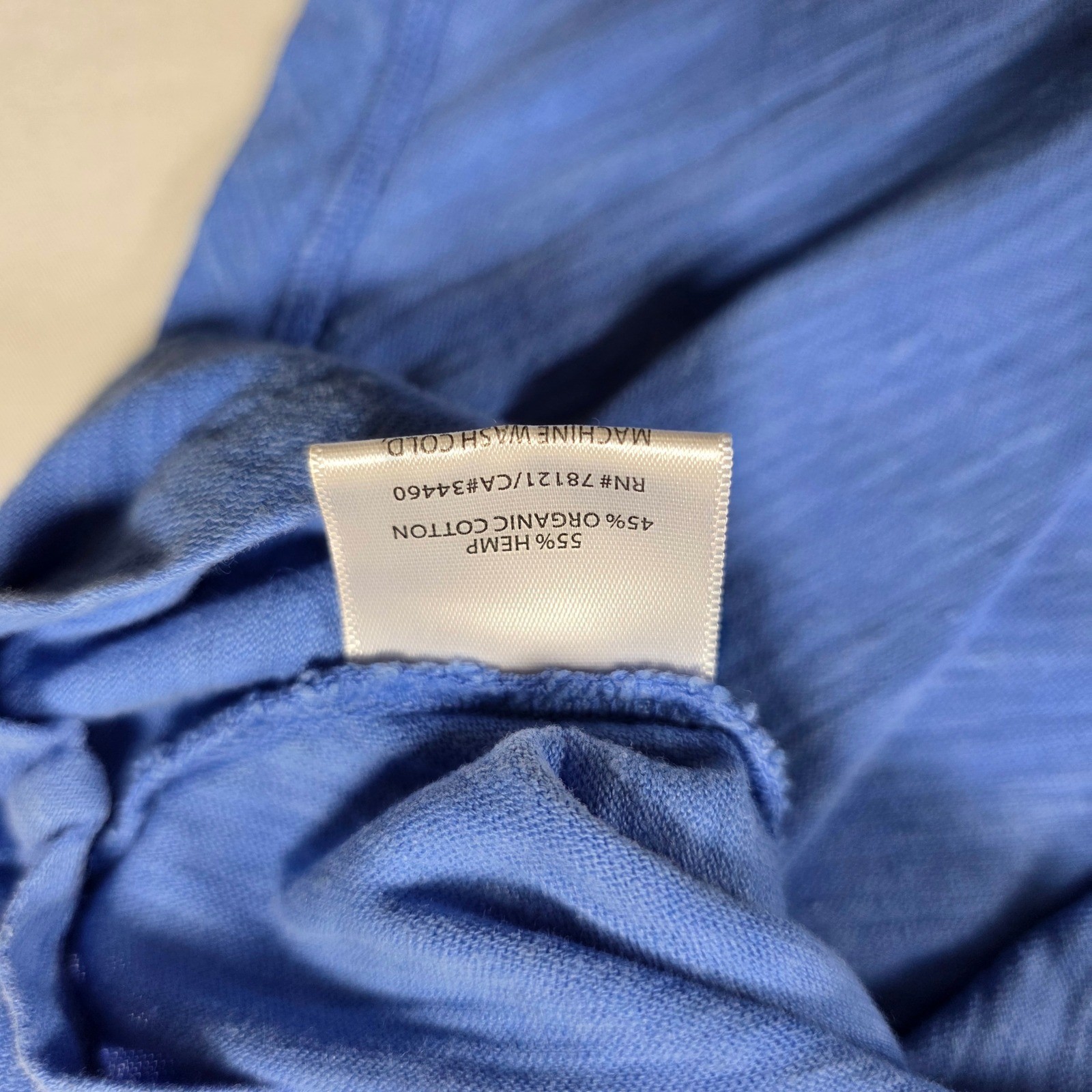 Eileen Fisher Blue Hemp Organic Cotton Cowl Neck Asymmetric Hem Dress Medium