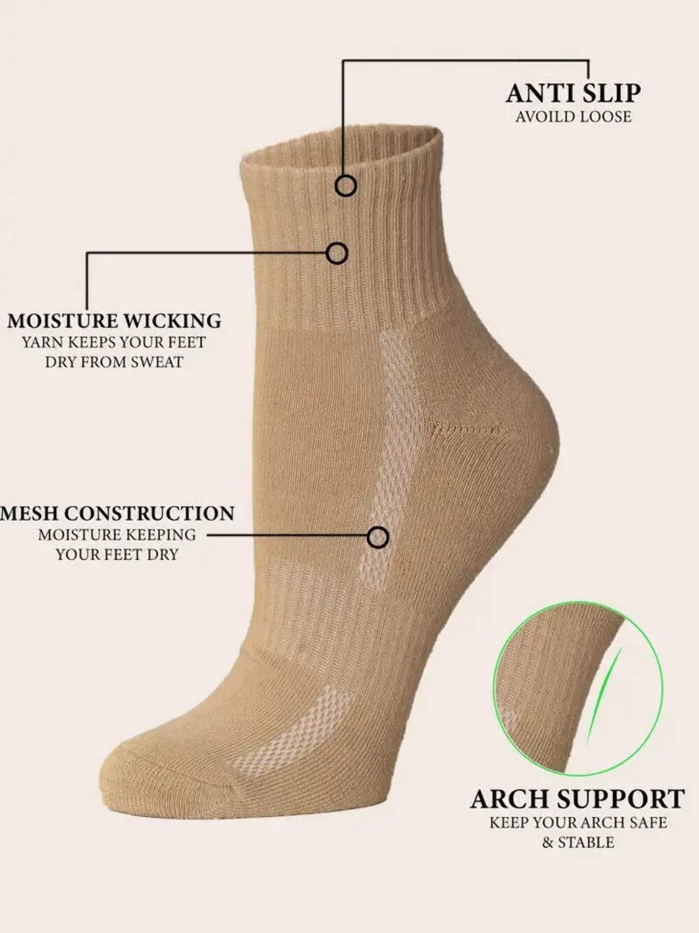 Tip Toe Women Sport Soft & Breathable Cushioned Athletic Crew Socks, 3 Pack