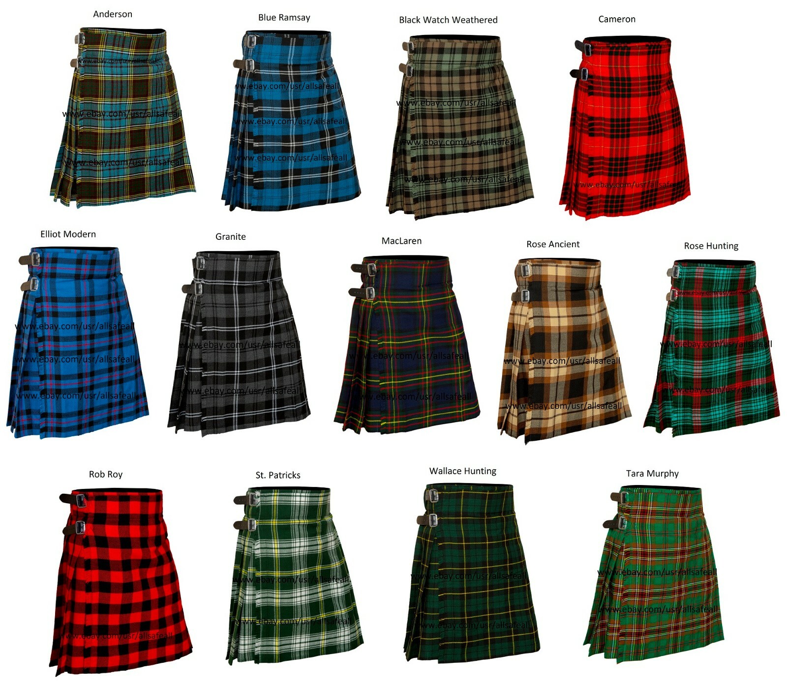 Men’s 5 Yard Scottish Kilts Tartan Kilt 13oz Highland Casual Kilt (20 TARTANS)