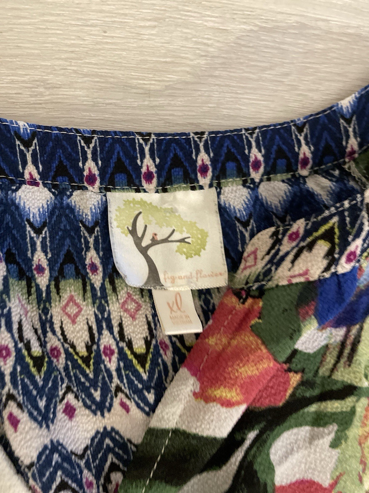 Anthropologie Fig & Flower Womens Floral Tunic Top Size XL Boho Festival Artsy