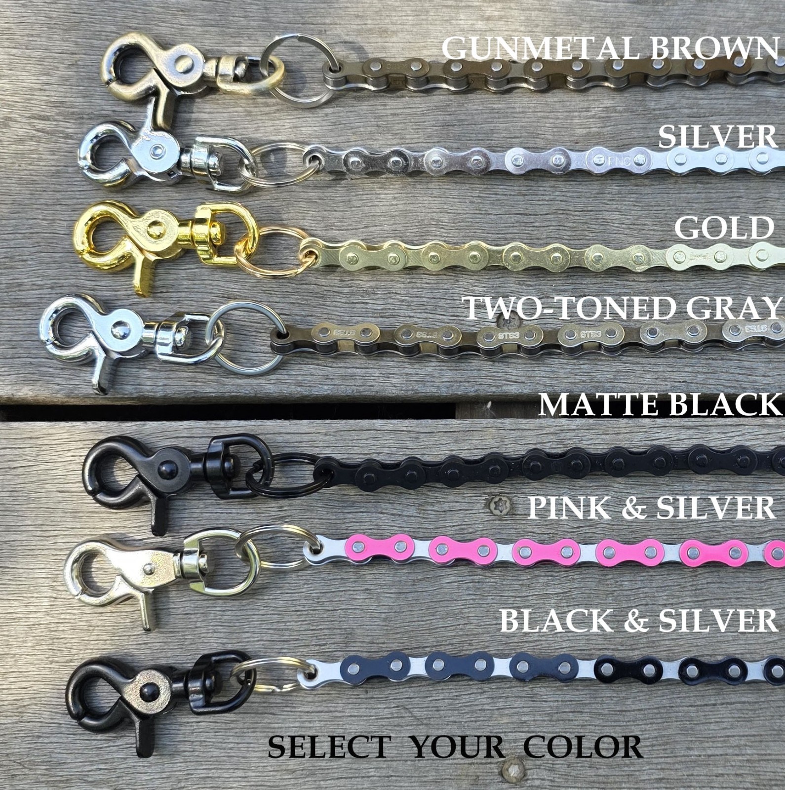 Handcrafted Upcycled Bike Chain Wallet Chain | Biker Punk Y2K Alt | 7 Colors