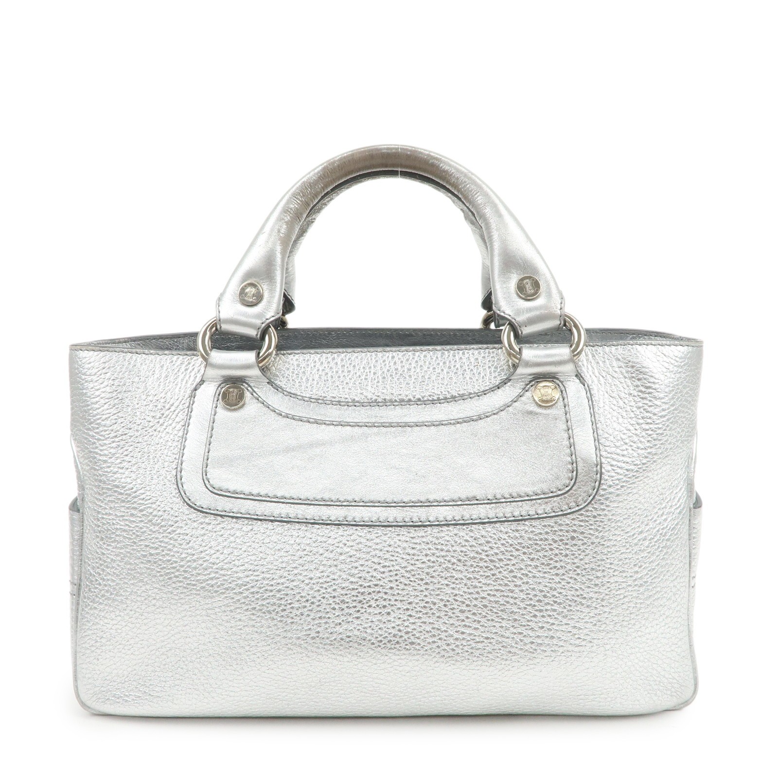 CELINE Leather Boogie Bag Hand Bag Tote Bag Silver Authentic Used F/S