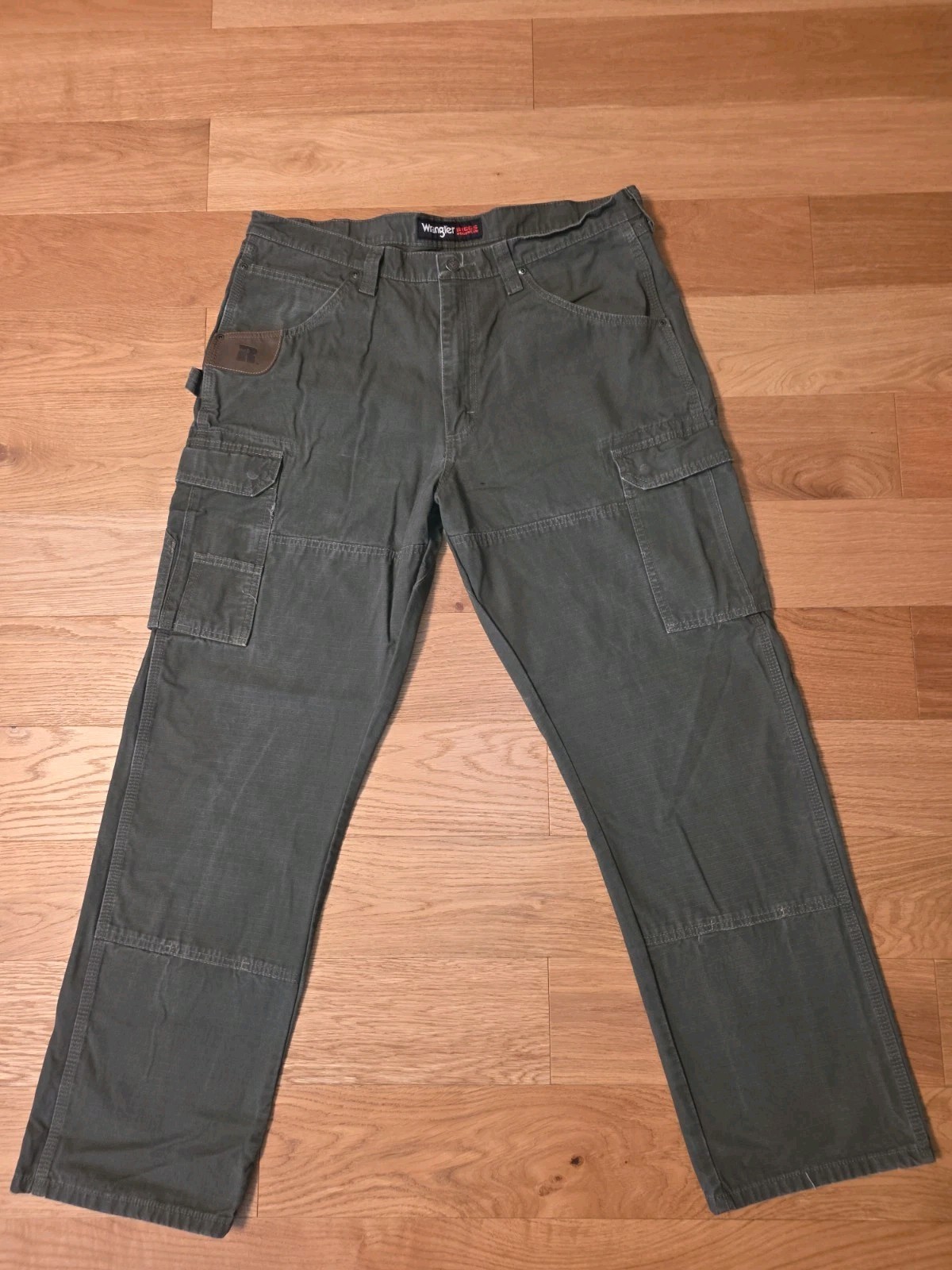 Wrangler Riggs Workwear Mens Green Ripstop Cargo Pants 40×32 3W060LD Utility