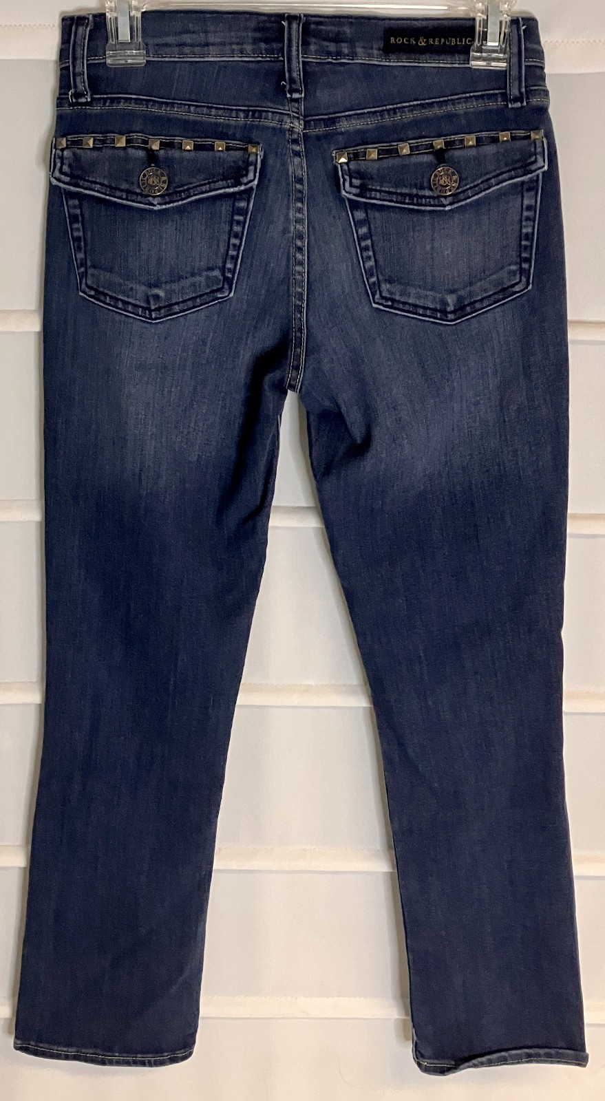Rock & Republic Stone Washed Mid Rise Blue Cotton Denim Jeans Size 4 EC!