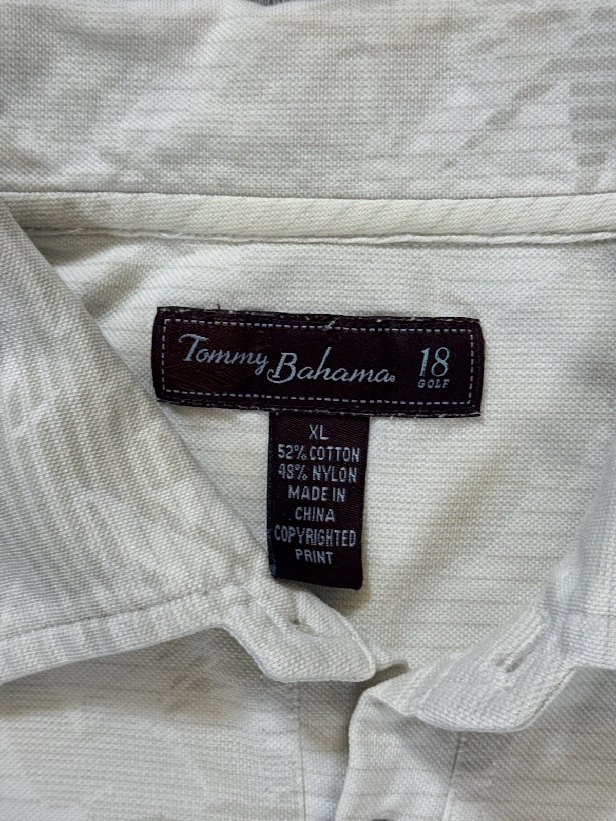 Tommy Bahama 18 Golf Polo Shirt Mens XL White Princeville Resort Tonal Jacquard