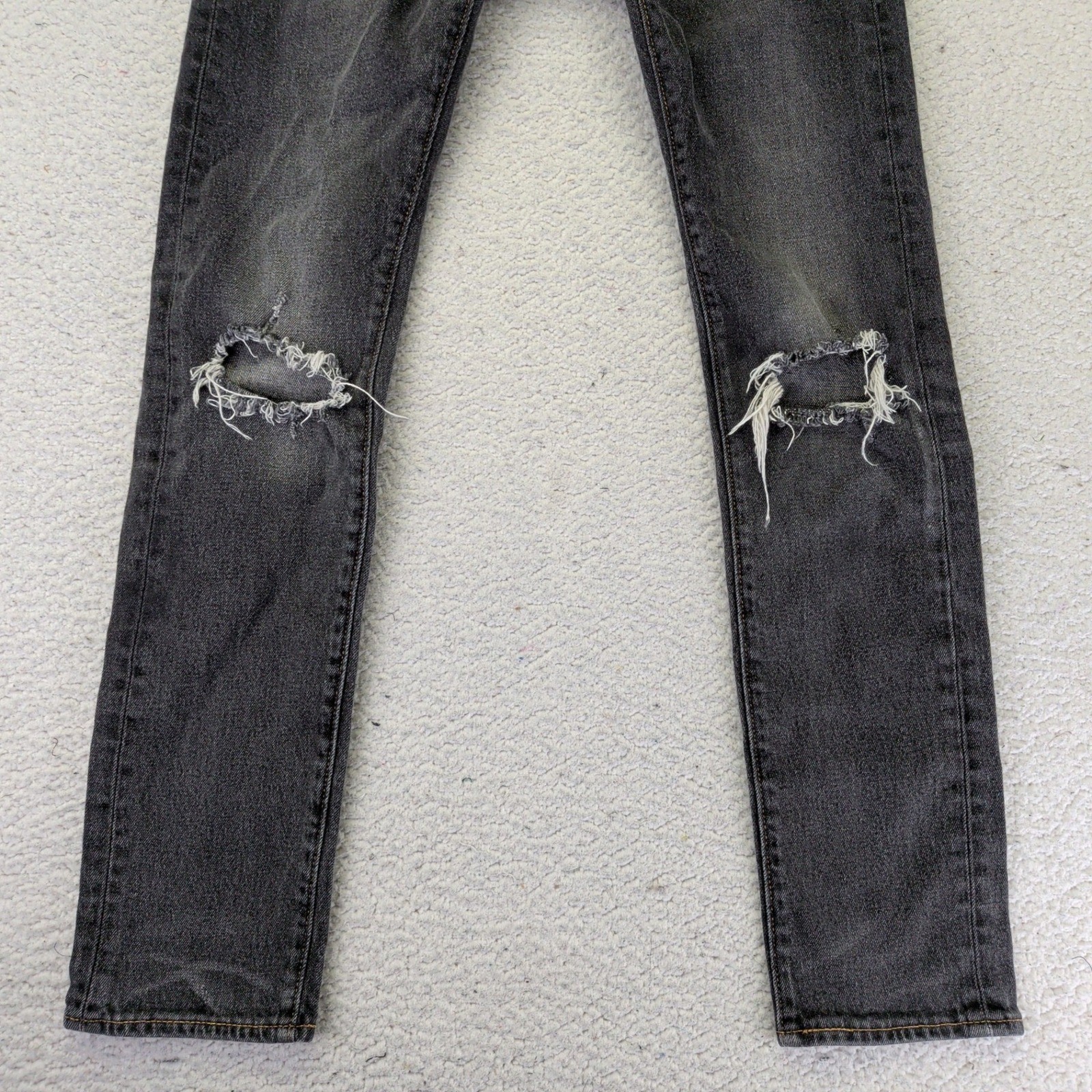 Levis 505 C Slim Straight Distressed Faded Black Jeans Womens W27 L32 28342-0006