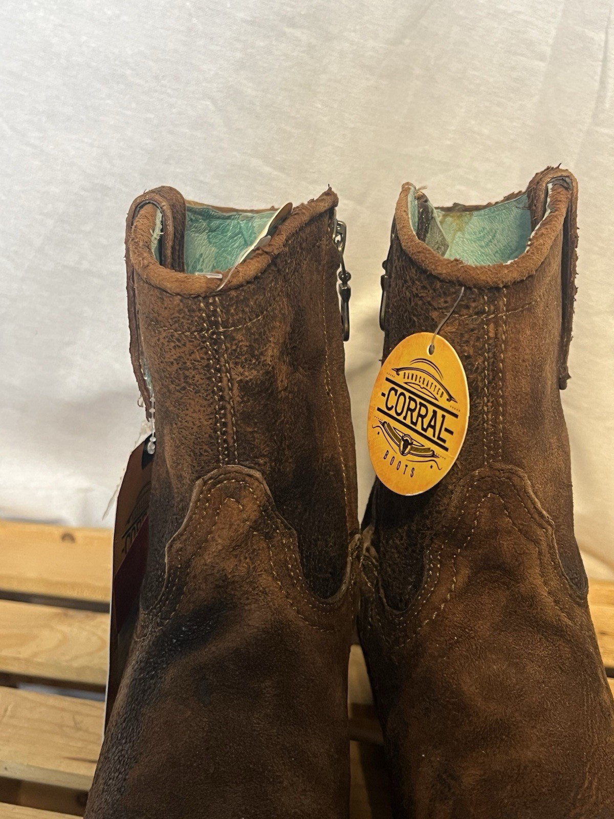 #8223. NEW! Corral Women’s Brown Rough-Out Western Bootie. Size 6