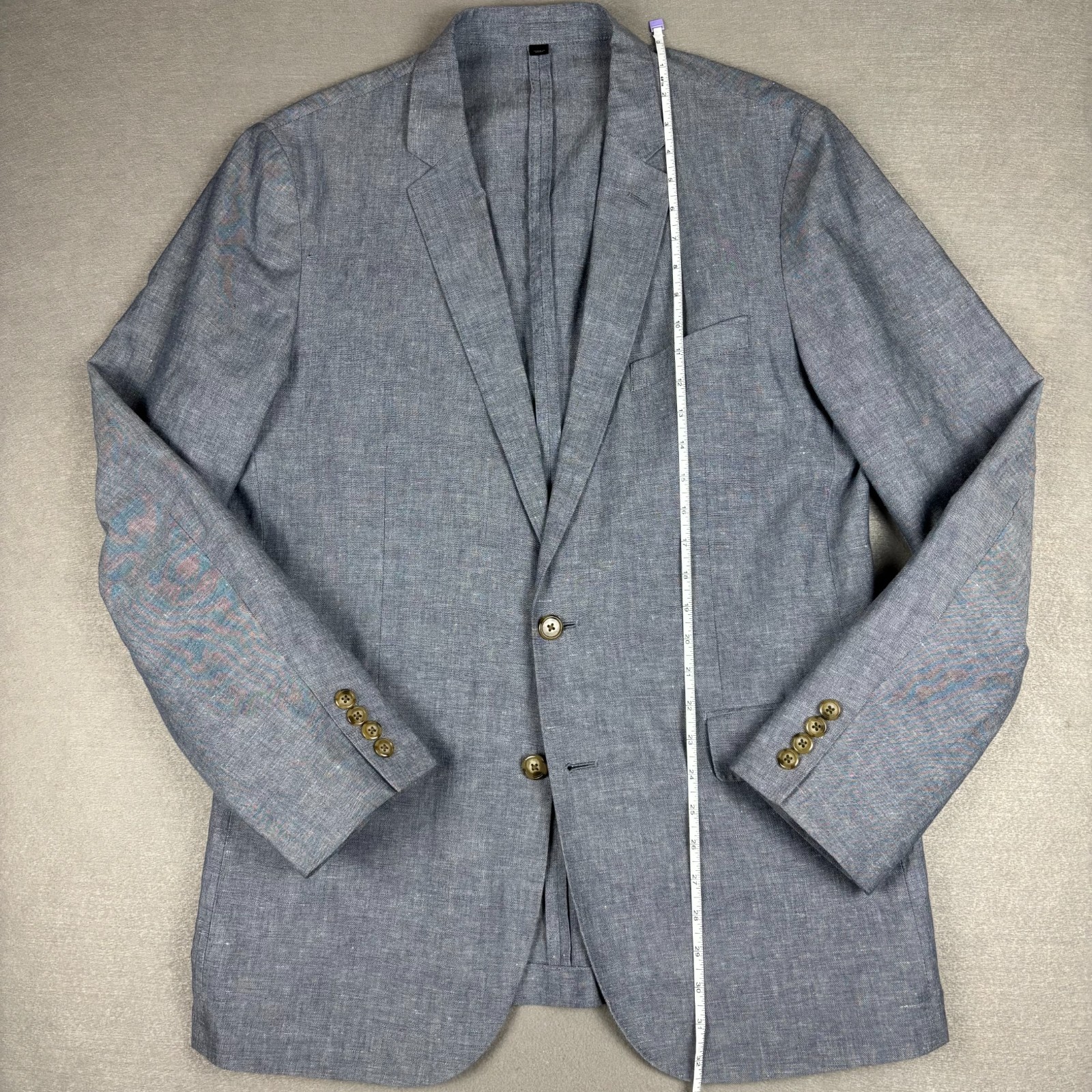 J.Crew Ludlow Chambray Linen Cotton Sport Coat Blazer 42L Blue Portugal