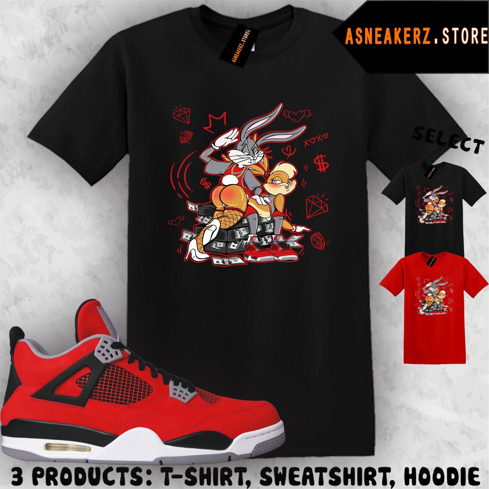 Shirt Matching AJ 4 Toro Bravo 2026 Match Sneaker Bunny Slap Bugs Lola T-Shirt