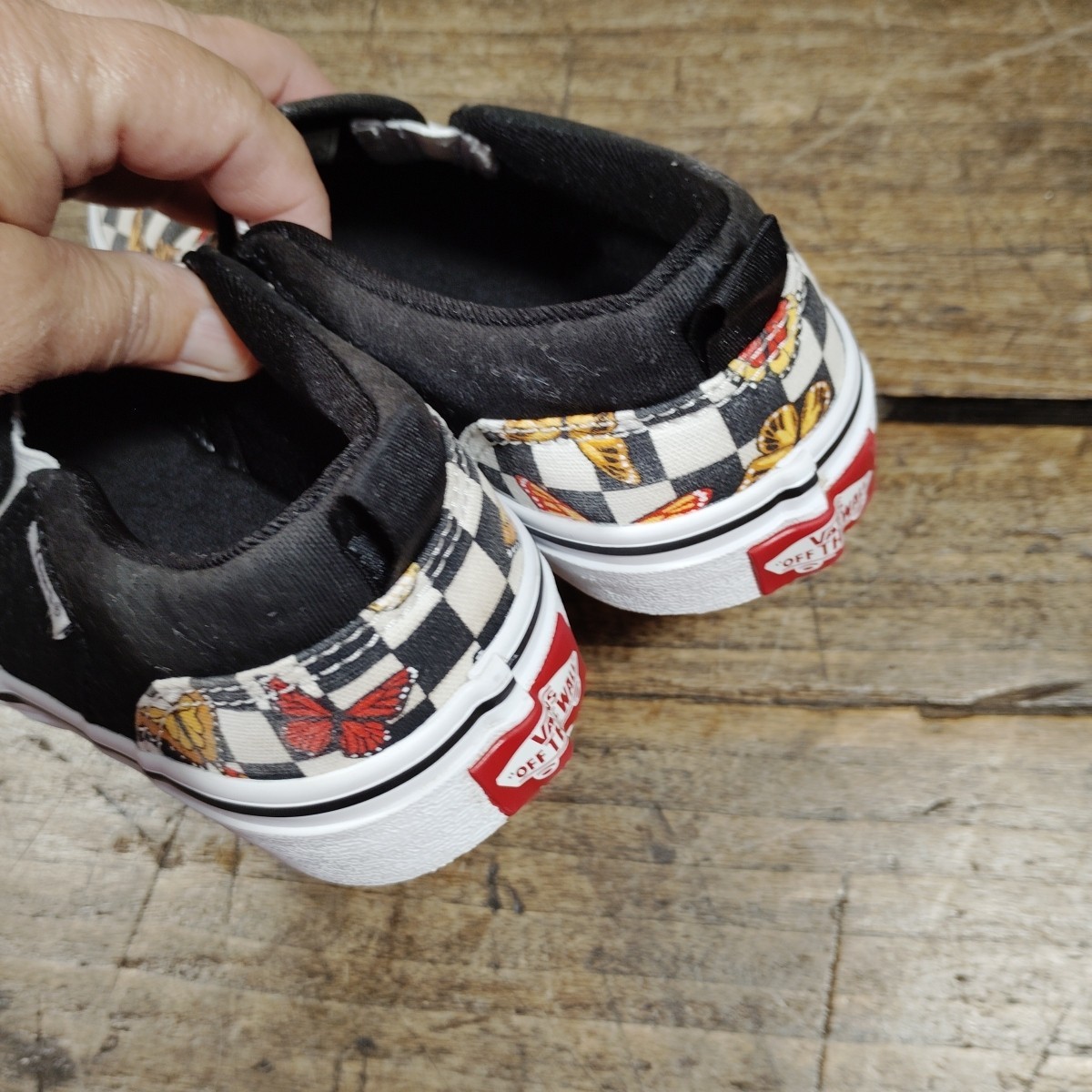 Vans Asher Youth Sz 3 Butterfly Loafer Checkered Slip On Shoes Skater Missy