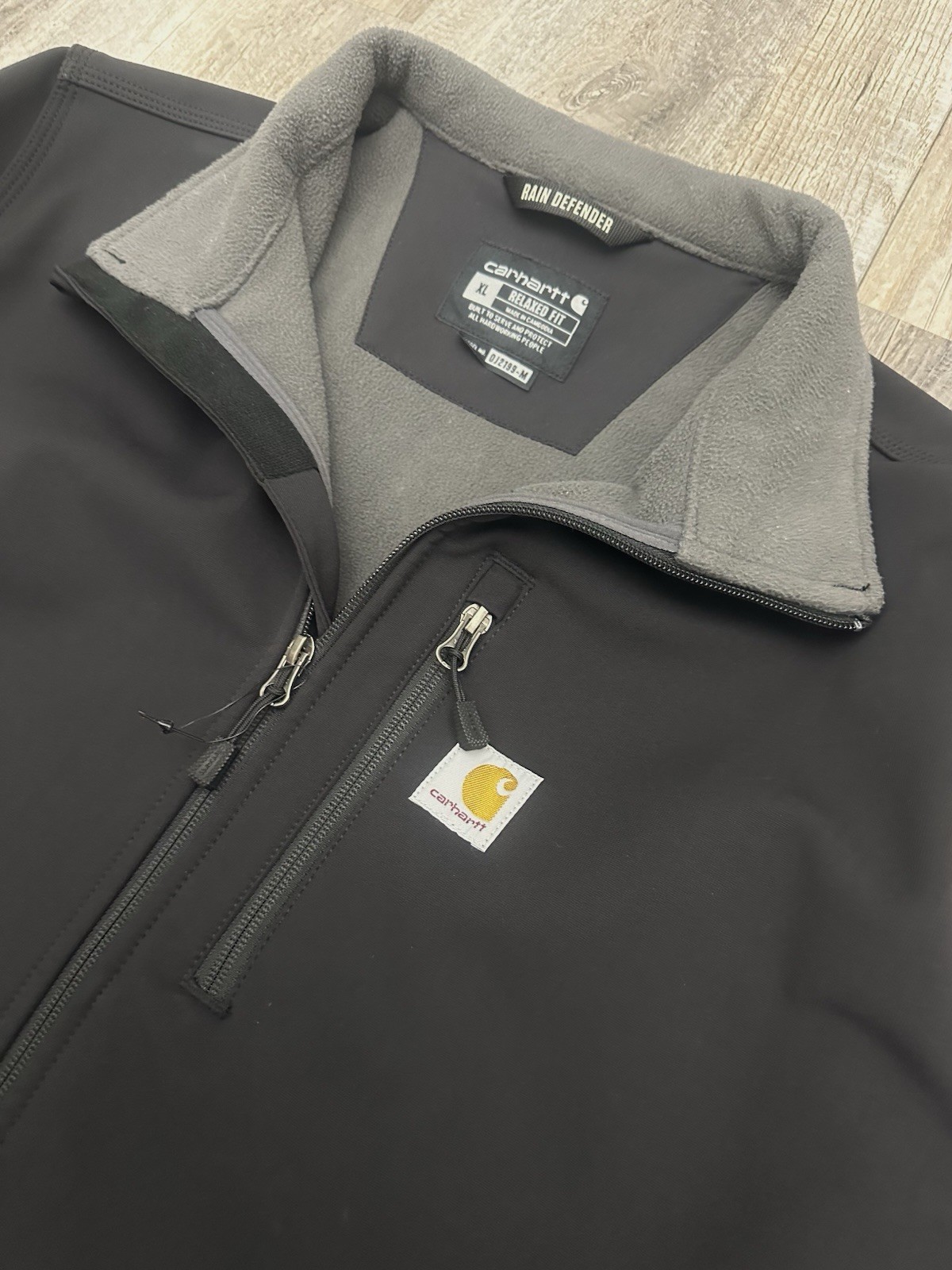 Carhartt Rain Defender Mens XL Relaxed Fleece Lined Softshell Jacket Black EUC