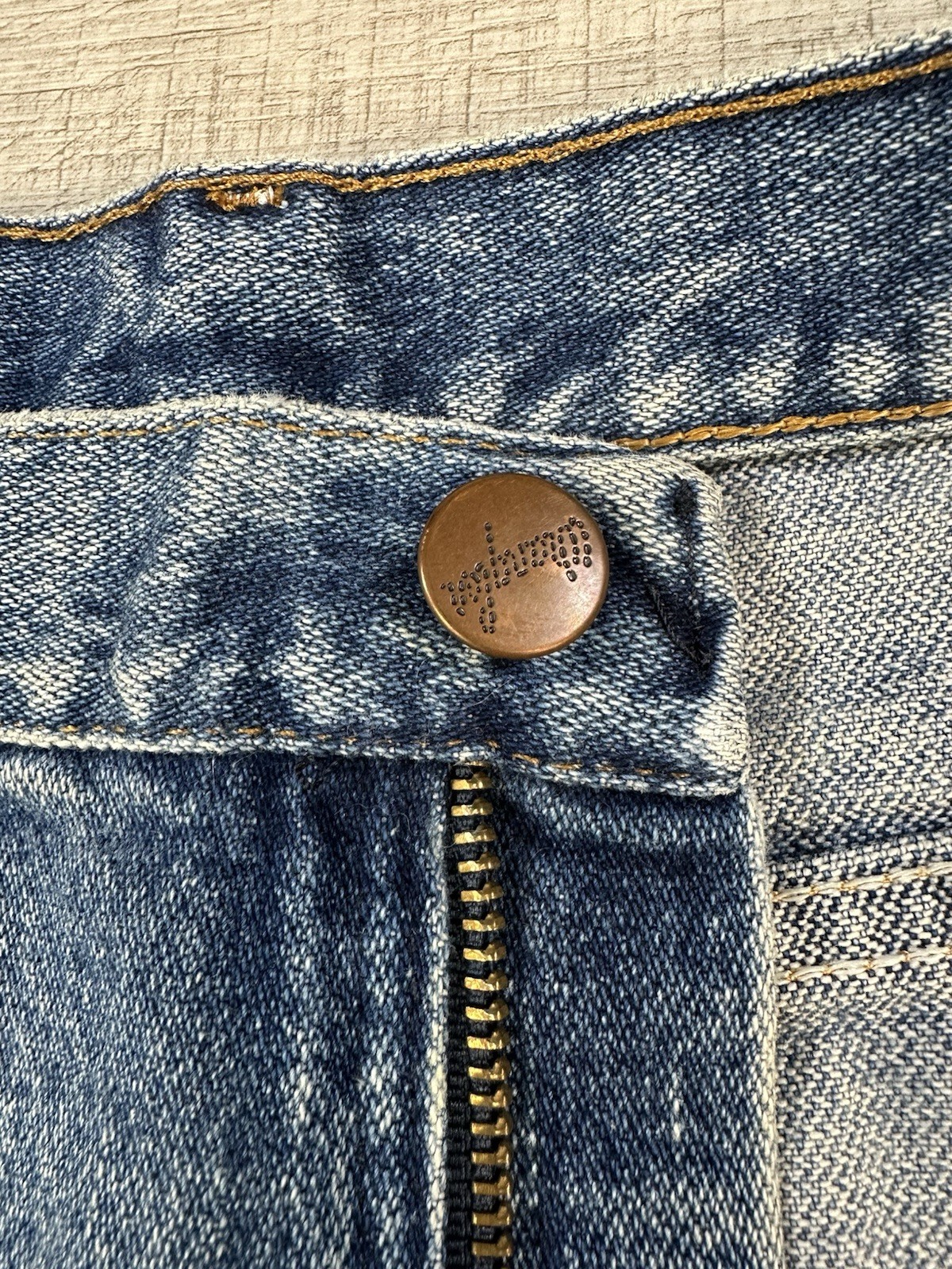 VTG Wrangler Jeans Faded Blue Western Denim US Fabric Men 36X30 (Actual 35X27.5)